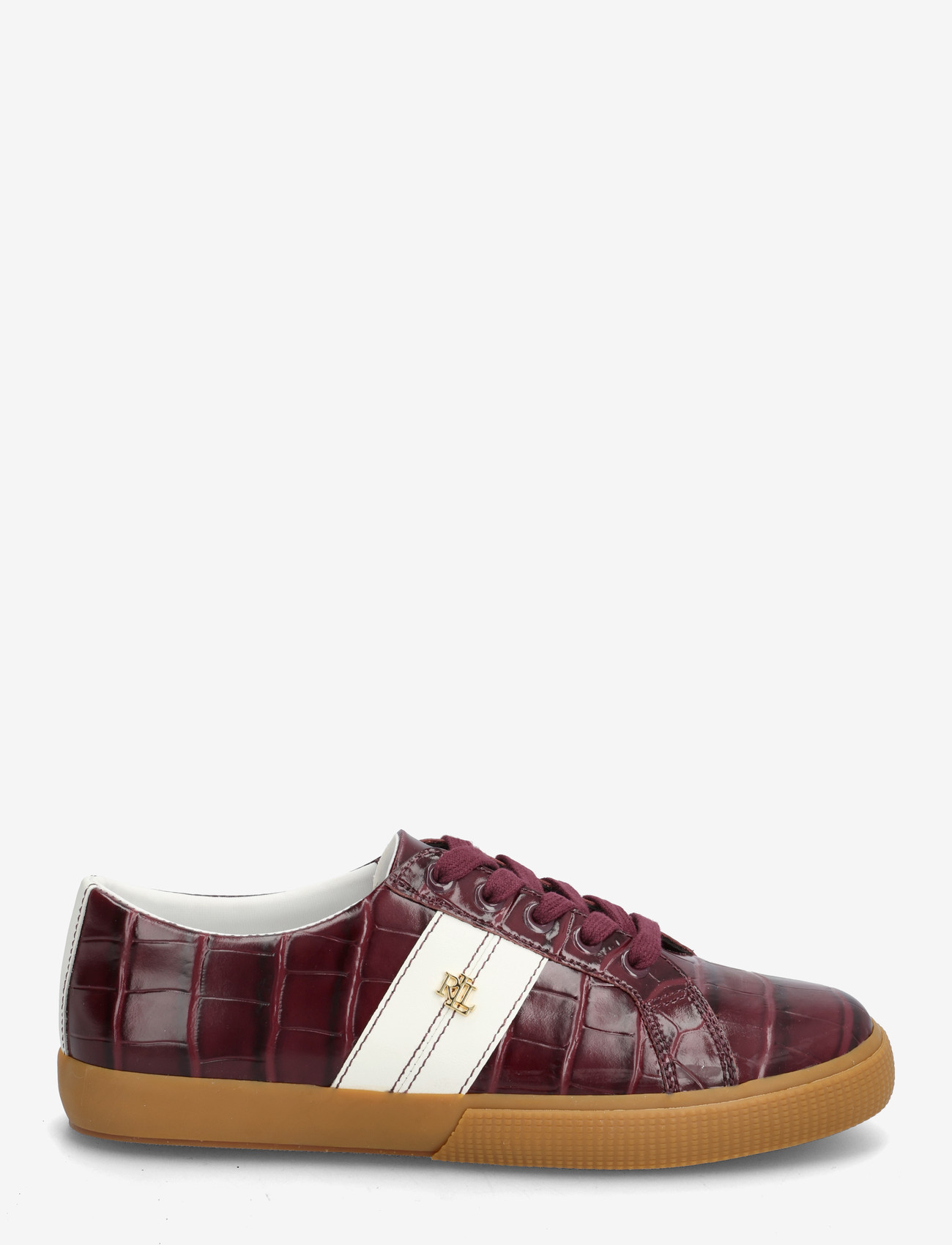 Lauren Ralph Lauren - Janson II Croc-Embossed Leather Sneaker - sneaker - dark garnet/snow - 1