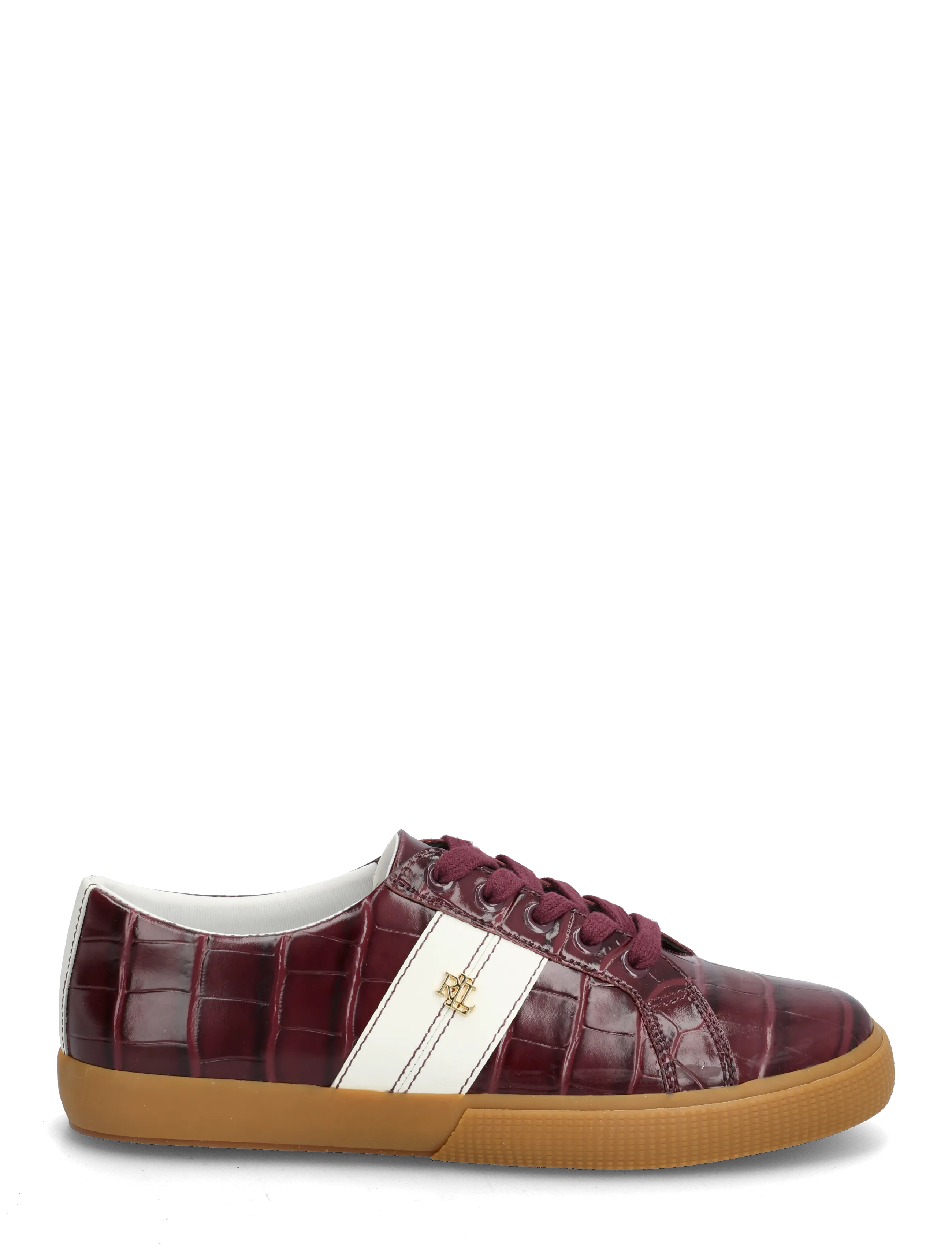 Lauren Ralph Lauren - Janson II Croc-Embossed Leather Sneaker - låga sneakers - dark garnet/snow - 1