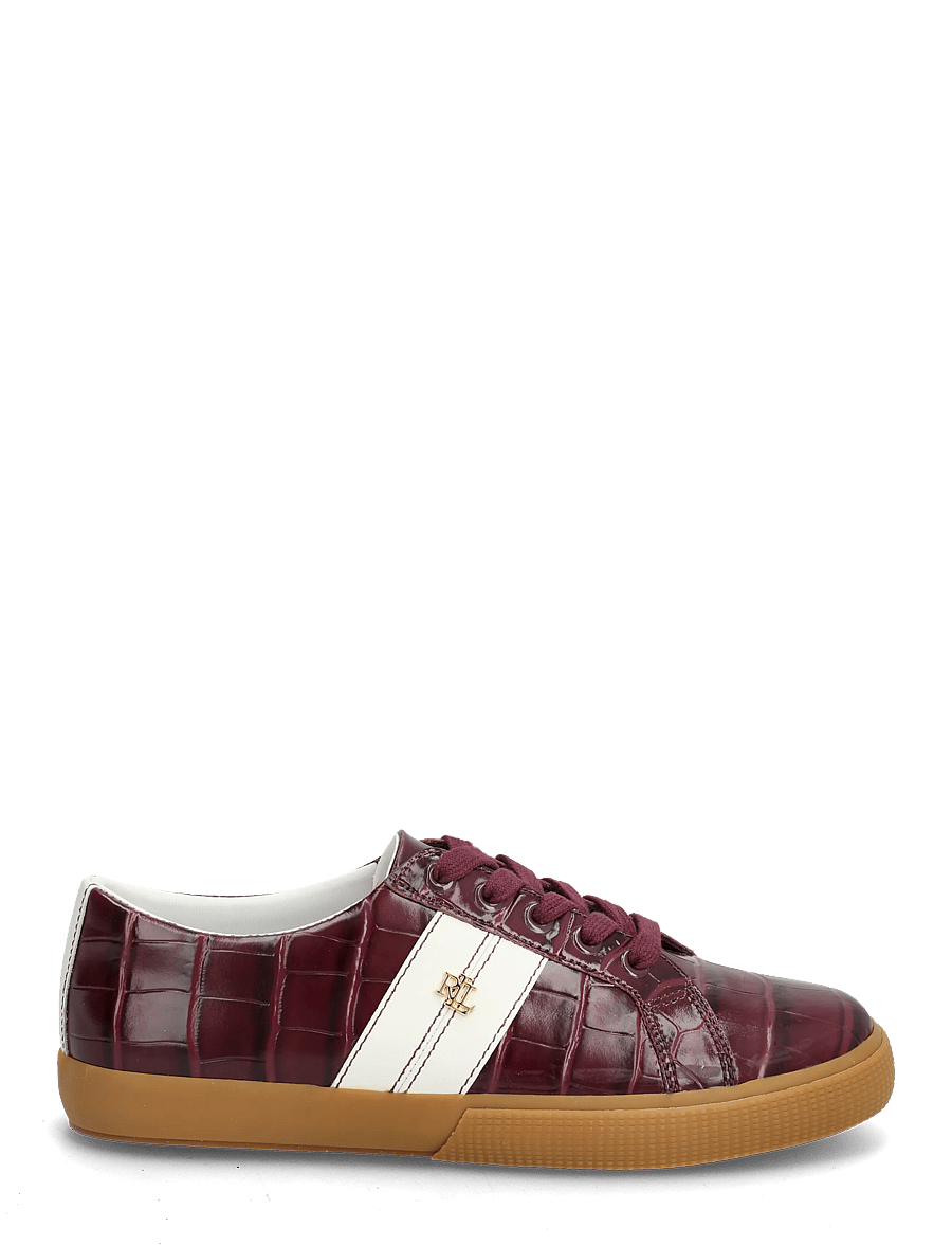 Lauren Ralph Lauren - Janson II Croc-Embossed Leather Sneaker - niedrige sneaker - dark garnet/snow - 1
