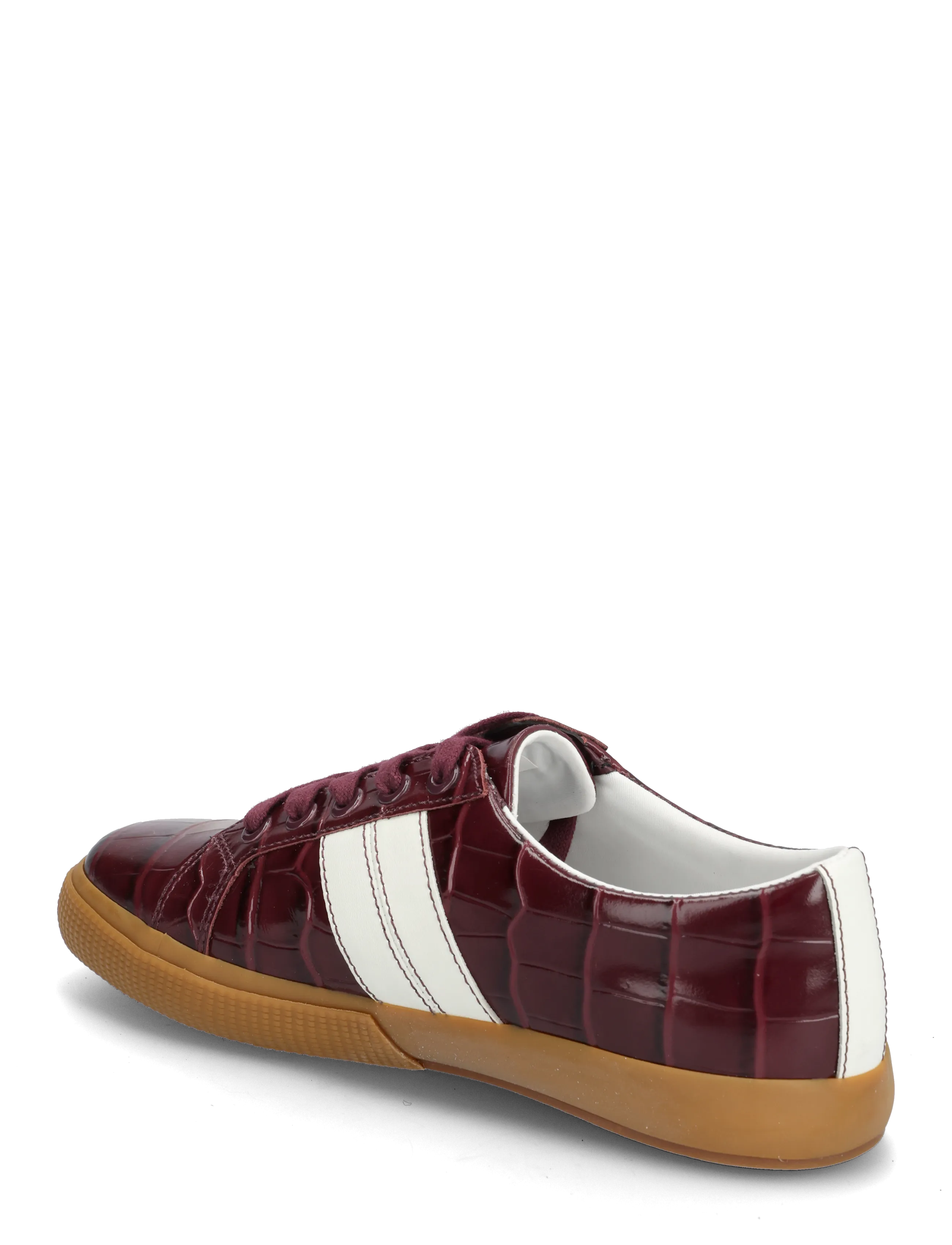 Lauren Ralph Lauren - Janson II Croc-Embossed Leather Sneaker - låga sneakers - dark garnet/snow - 2