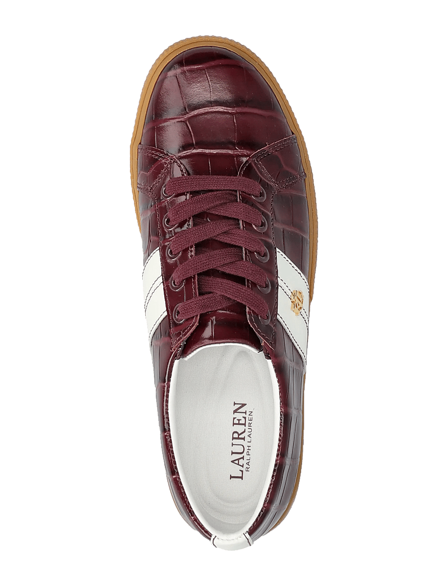 Lauren Ralph Lauren - Janson II Croc-Embossed Leather Sneaker - niedrige sneaker - dark garnet/snow - 3