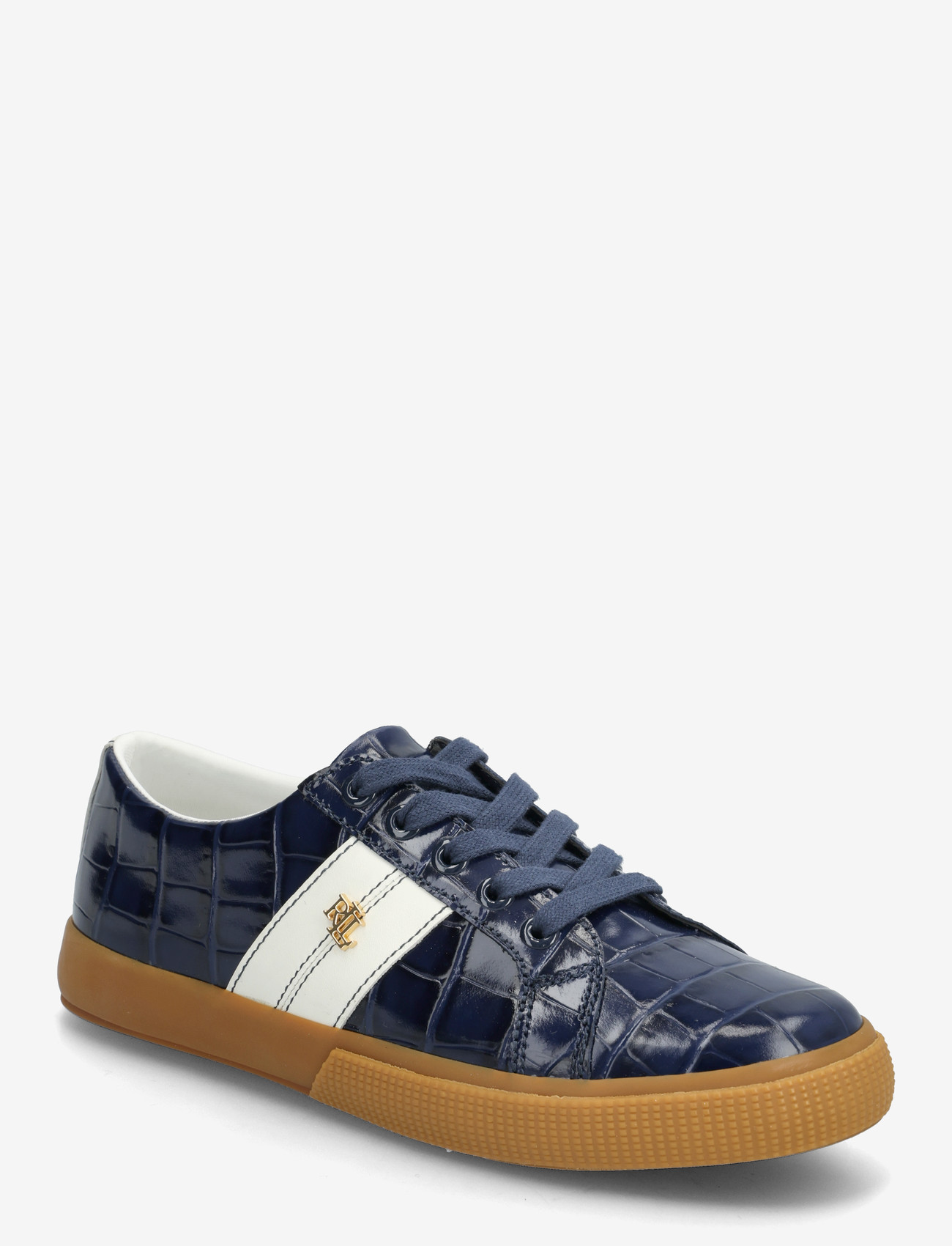Lauren Ralph Lauren - Janson II Croc-Embossed Leather Sneaker - niedrige sneakers - refined navy/snow - 0