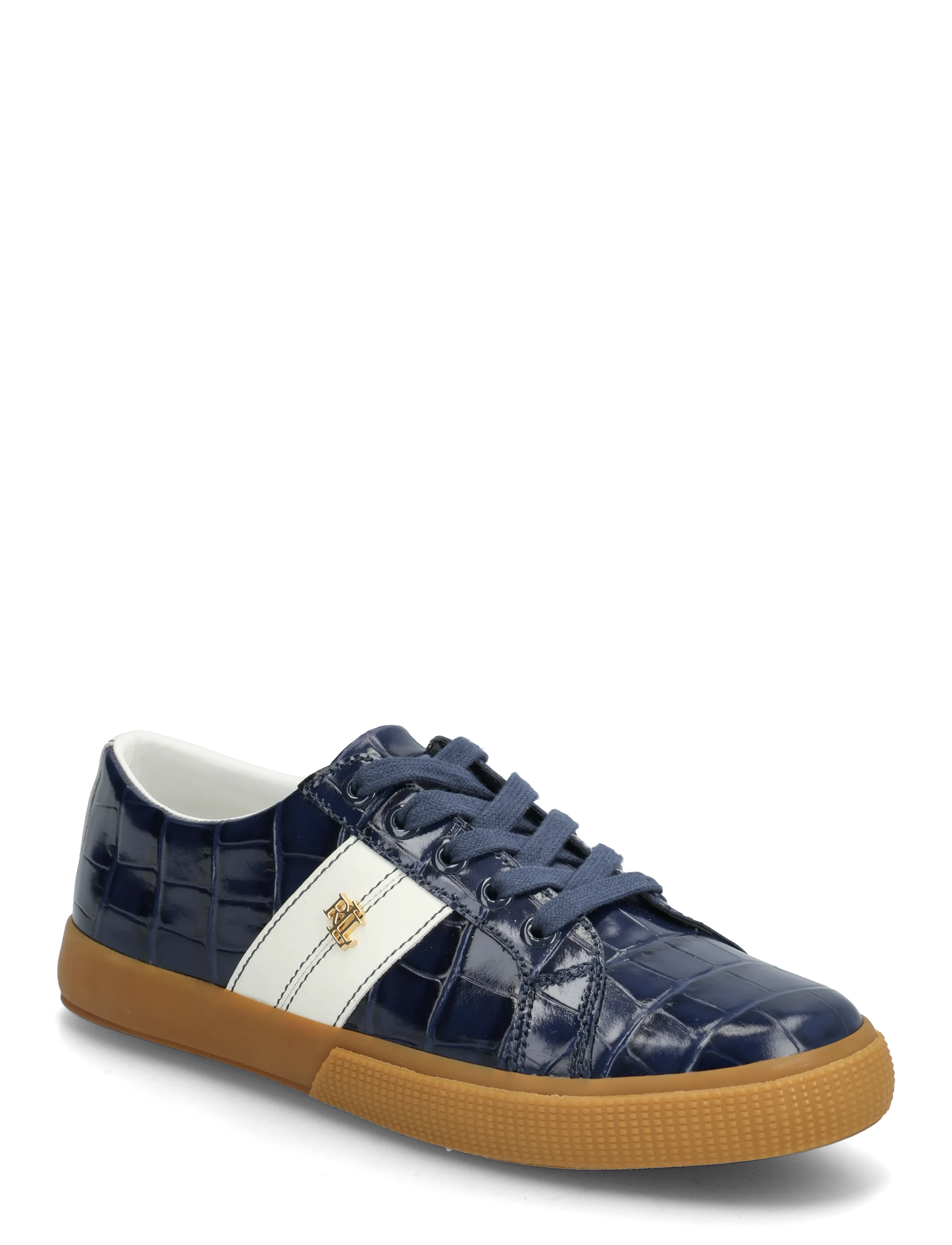 Lauren Ralph Lauren - Janson II Croc-Embossed Leather Sneaker - baskets basses - refined navy/snow - 0