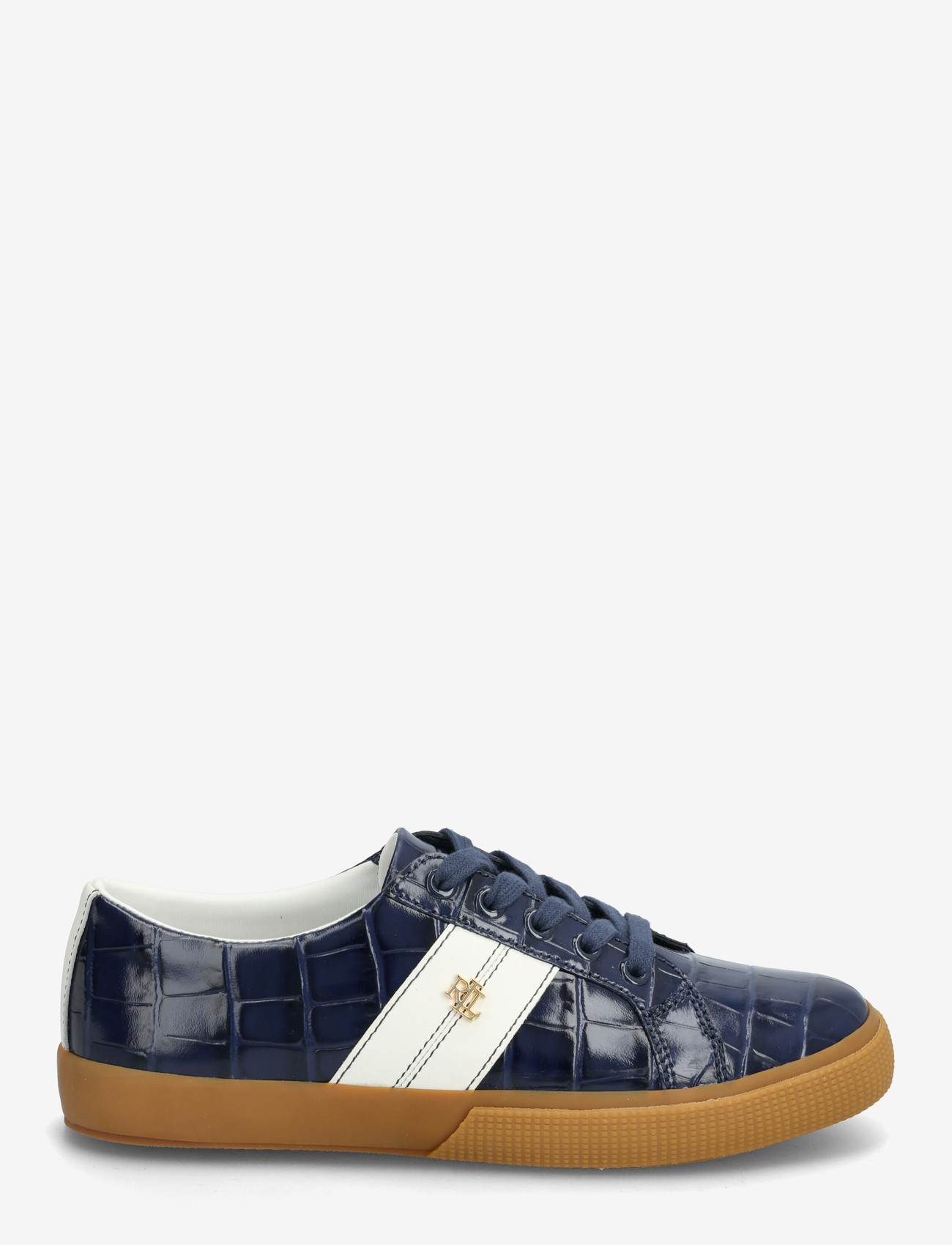 Lauren Ralph Lauren - Janson II Croc-Embossed Leather Sneaker - niedrige sneakers - refined navy/snow - 1