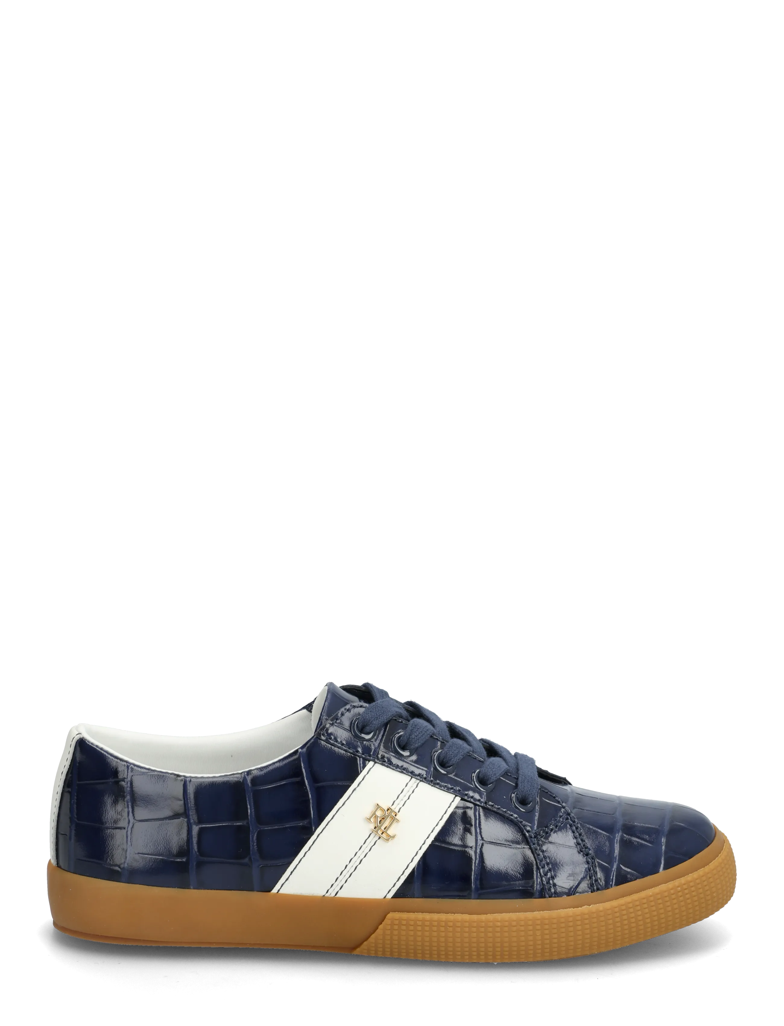 Lauren Ralph Lauren - Janson II Croc-Embossed Leather Sneaker - baskets basses - refined navy/snow - 1