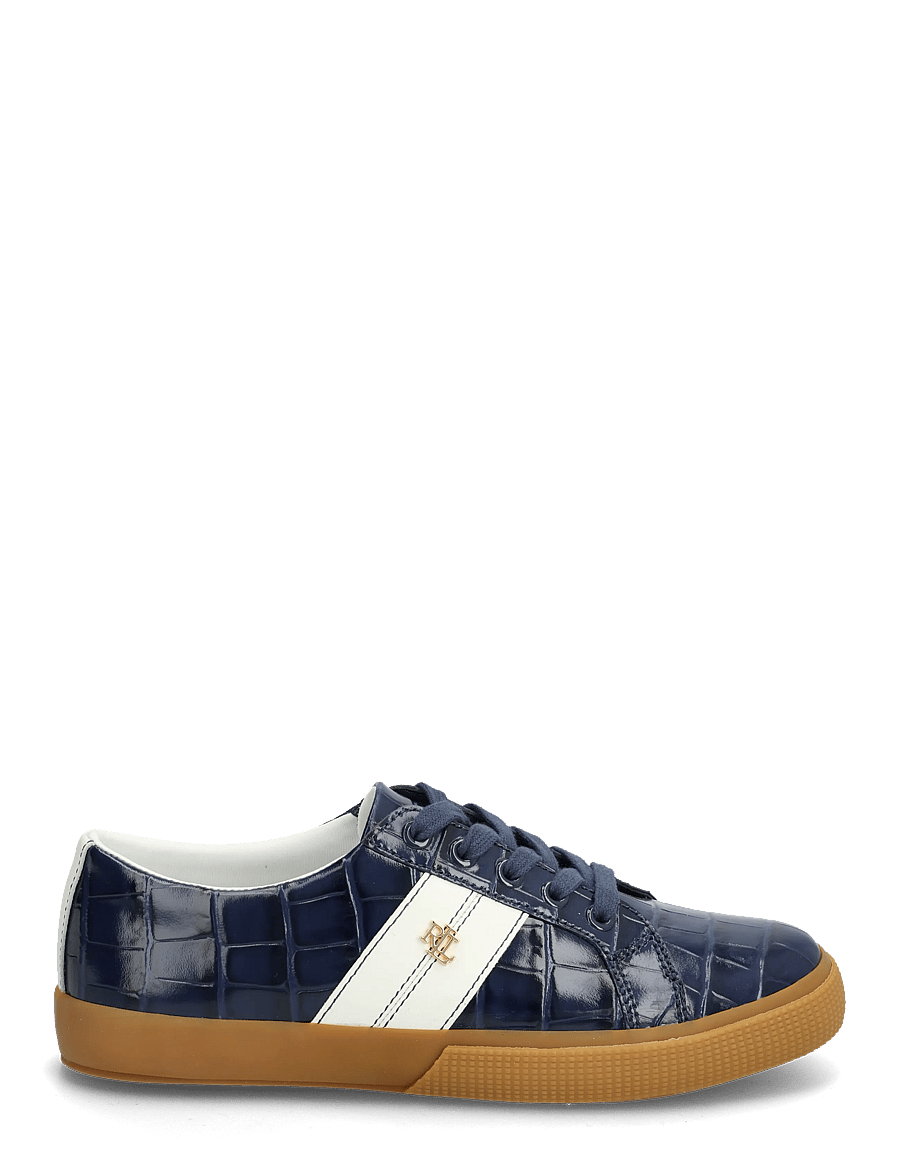 Lauren Ralph Lauren - Janson II Croc-Embossed Leather Sneaker - låga sneakers - refined navy/snow - 1