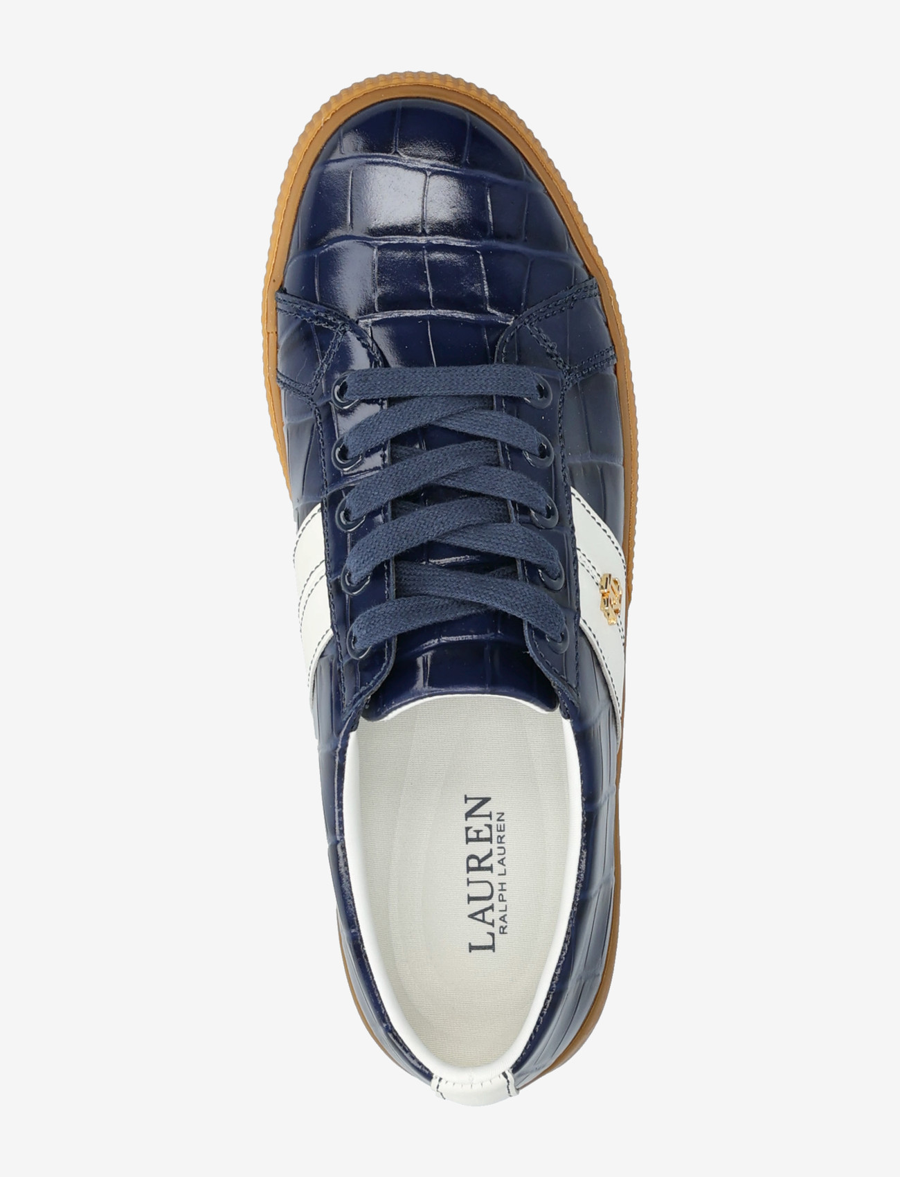 Lauren Ralph Lauren - Janson II Croc-Embossed Leather Sneaker - niedrige sneakers - refined navy/snow - 3