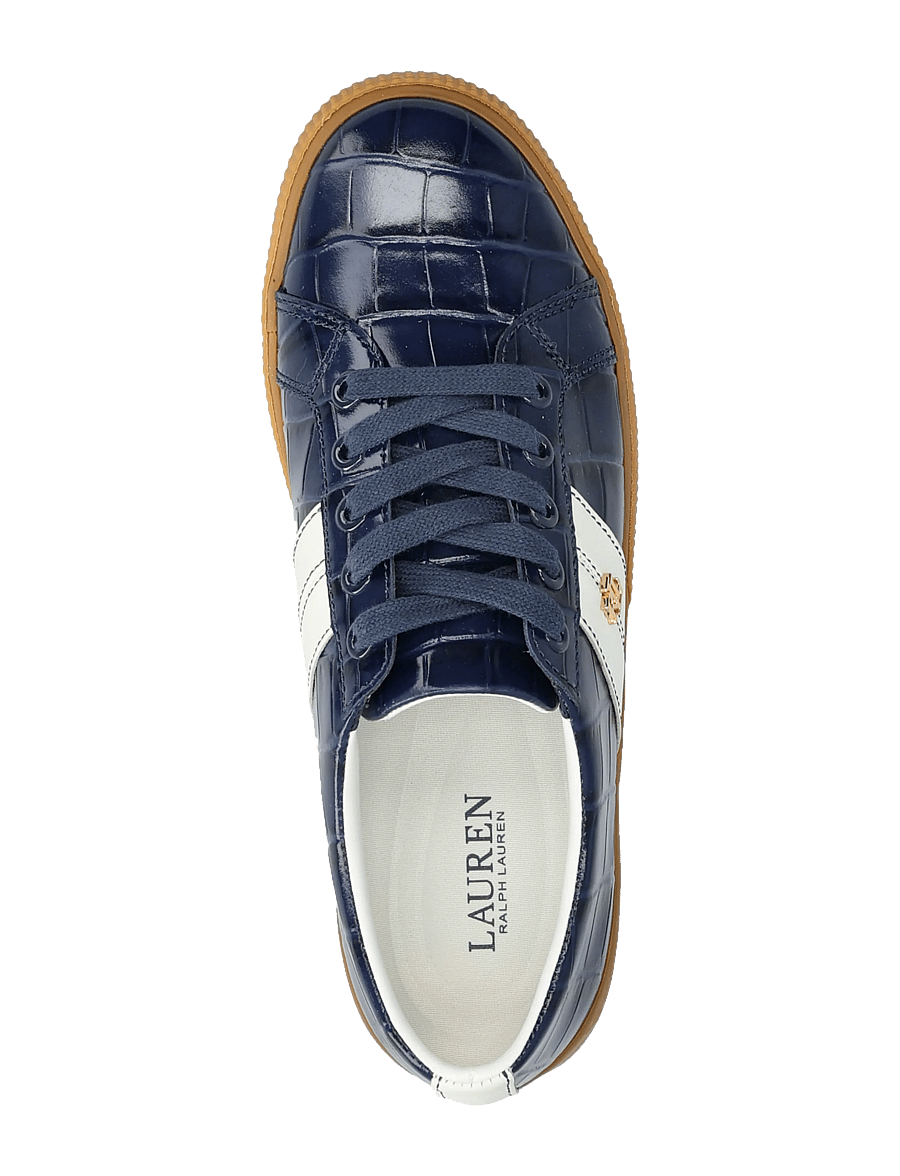 Lauren Ralph Lauren - Janson II Croc-Embossed Leather Sneaker - låga sneakers - refined navy/snow - 3