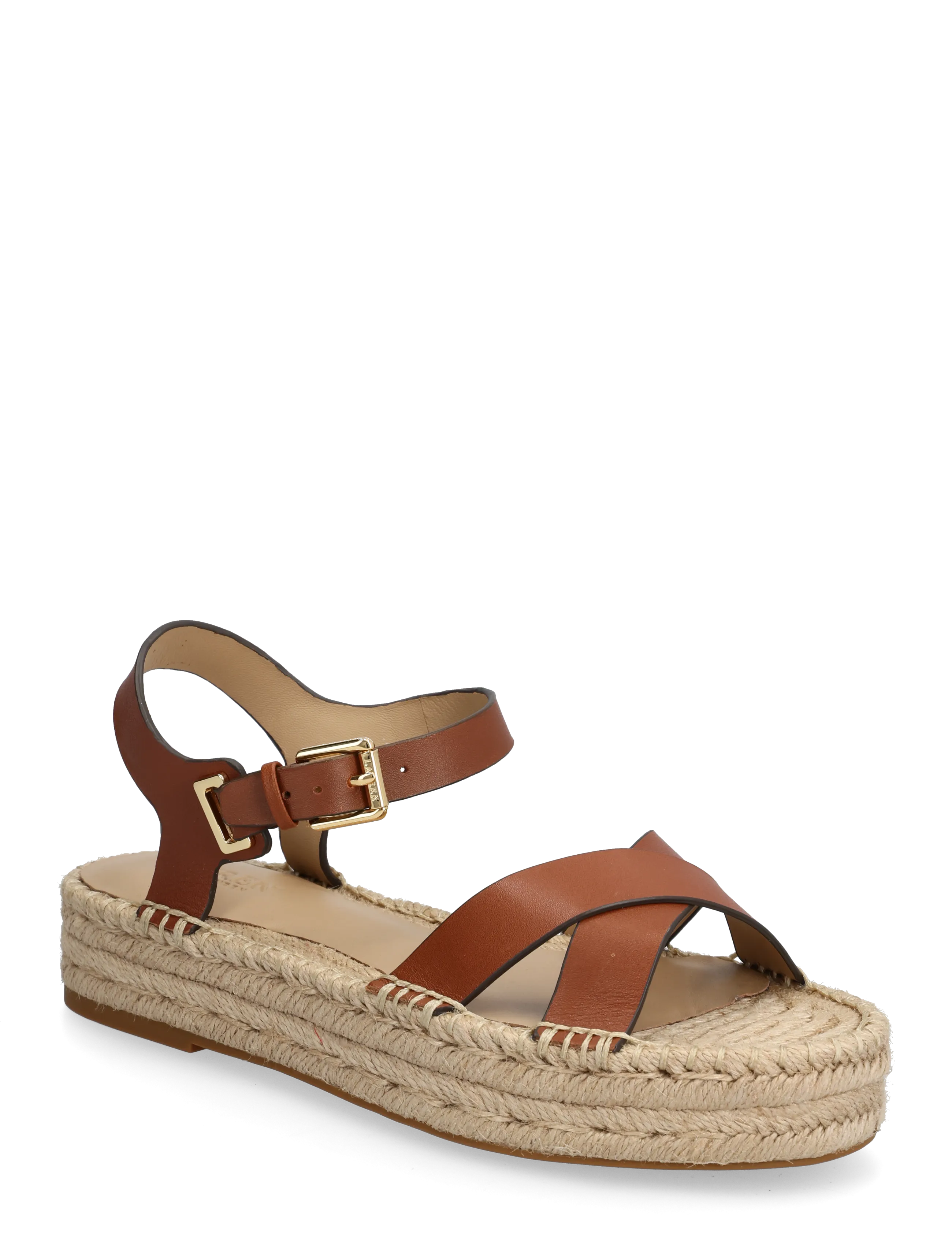 Lauren Ralph Smooth Calf-Emeryn Espdr-Es-Flt, 37.5, Espadrilles, Braun - Espadrilles Flat, Frauen