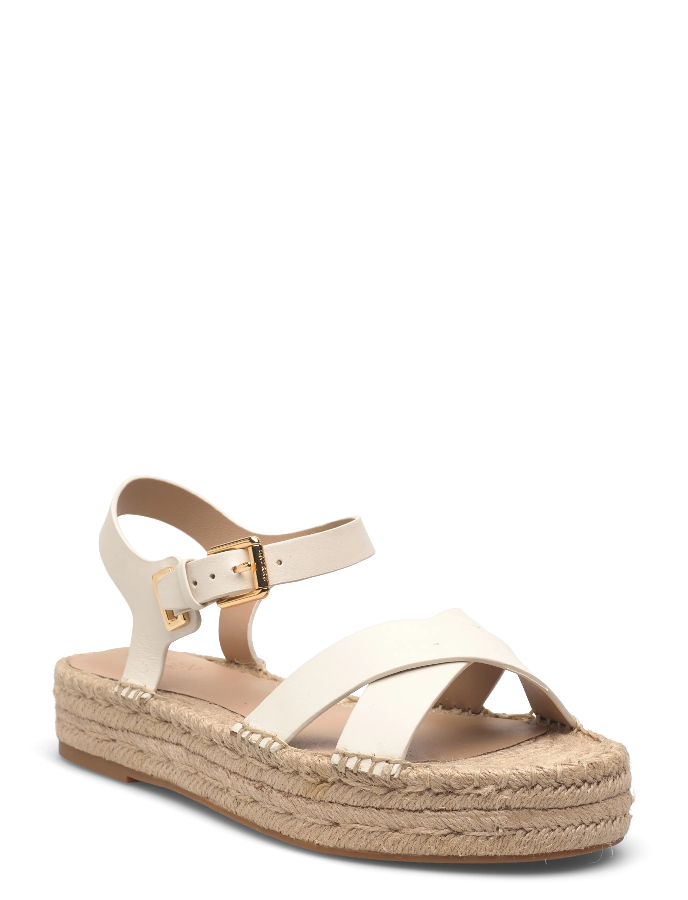Lauren Ralph Lauren SMOOTH CALF-EMERYN ESPDR-ES-FLT - Espadrillos - SOFT WHITE / gold