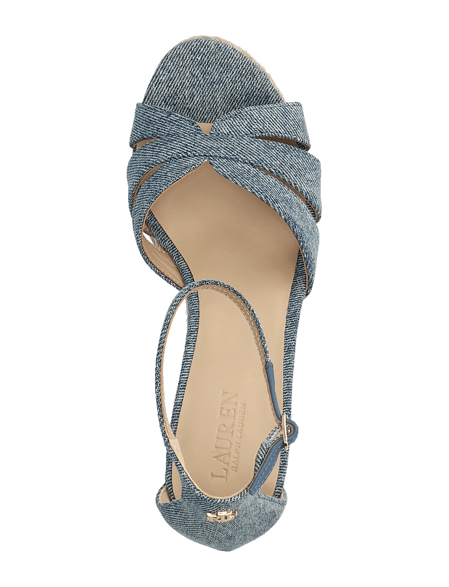 Lauren Ralph Lauren - WASHED DENIM-NELLIE-ES-WED - espadrilles mit absatz - blue - 3