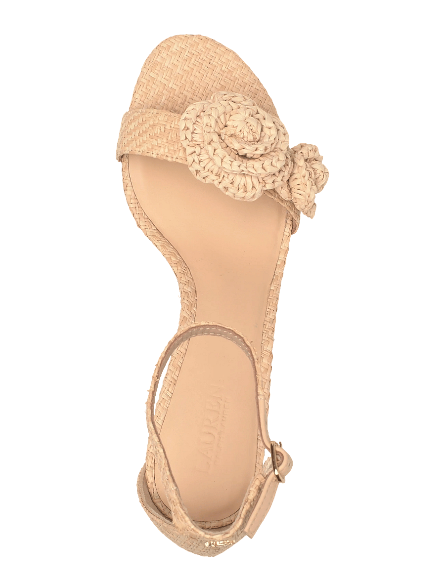 Lauren Ralph Lauren - Allie Mid-Heel Floral-Trim Raffia Sandal - sandaletten - natural - 3