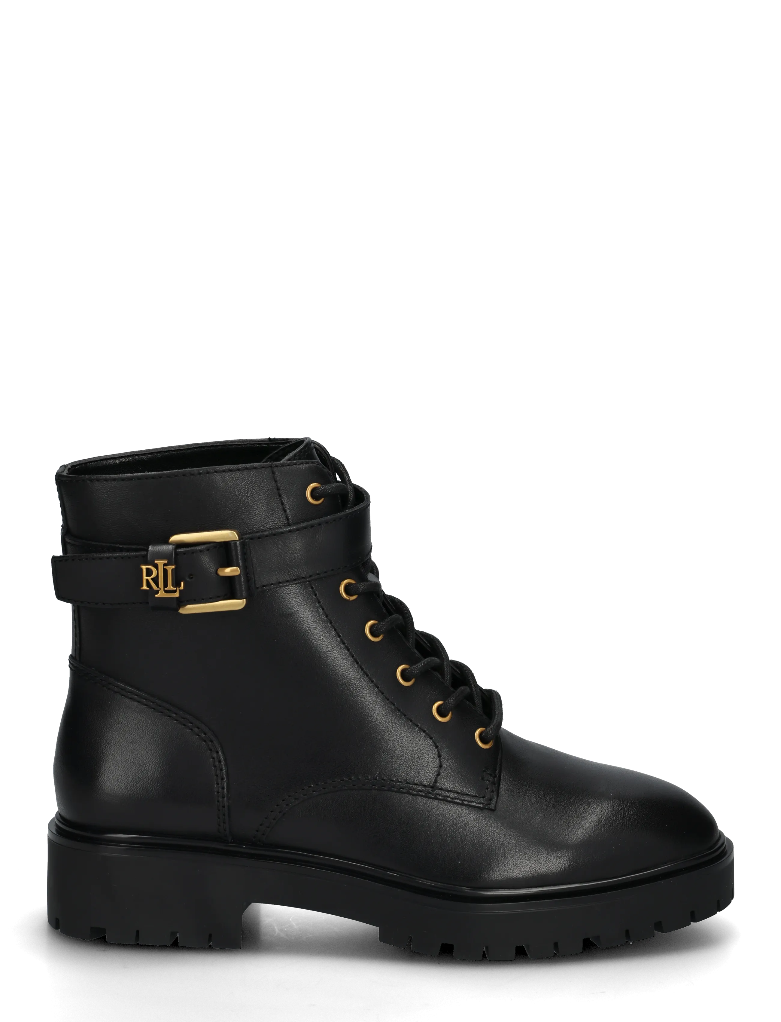 Lauren Ralph Lauren - Allyson kalvskinnsboots logotyp på hälla - stövletter - black - 1