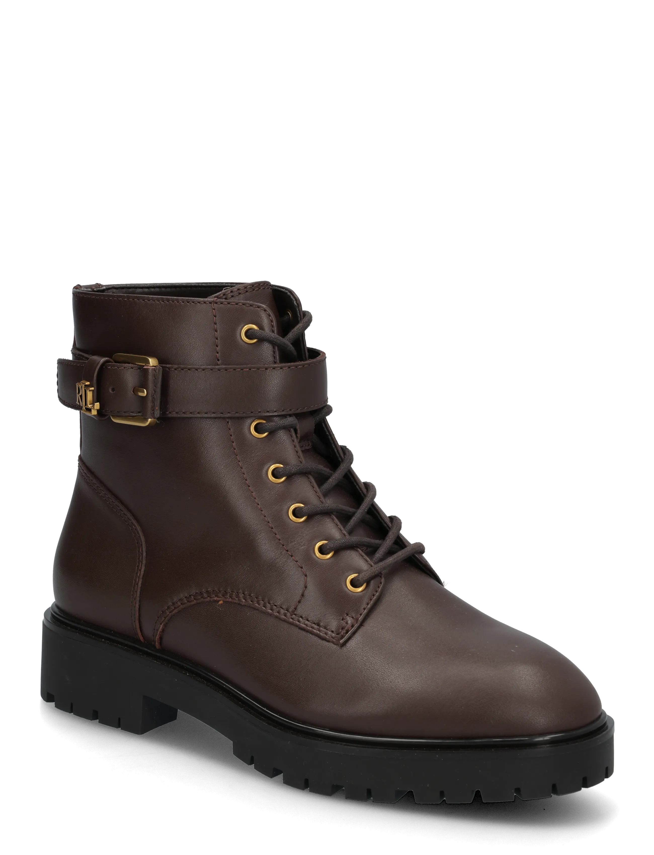 Lauren Ralph Lauren Allyson Calfskin Logo-Keeper Bootie - Geschnürte Stiefel - CHESTNUT BROWN / brown