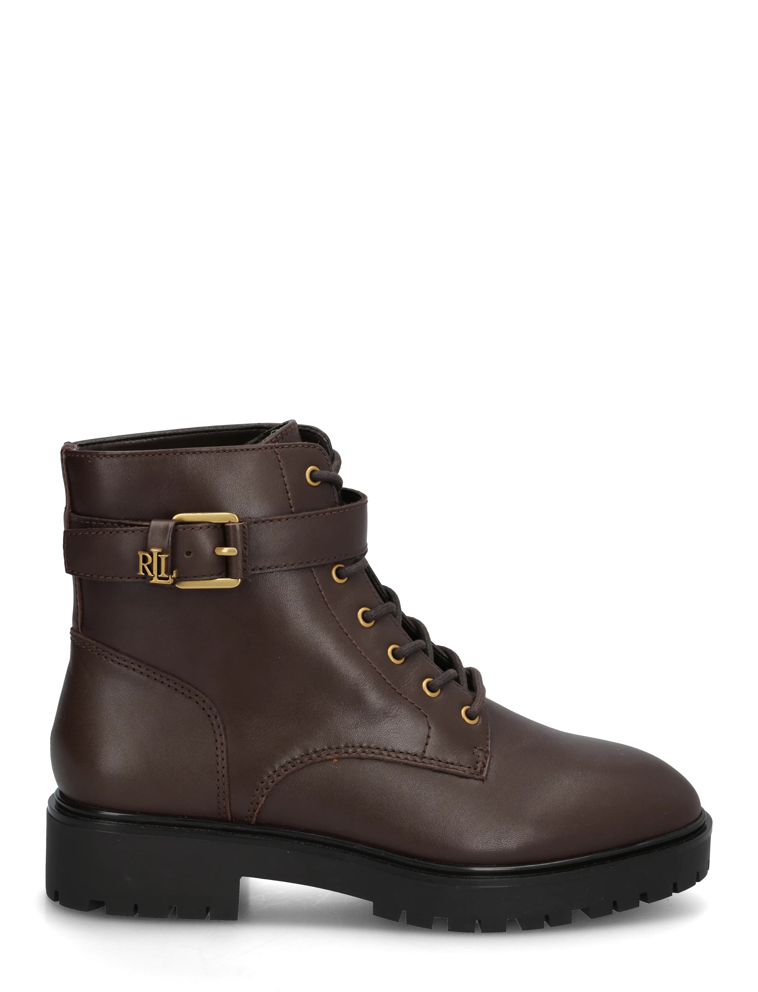 Lauren Ralph Lauren - Allyson kalvskinnsboots logotyp på hälla - stövletter - chestnut brown - 1
