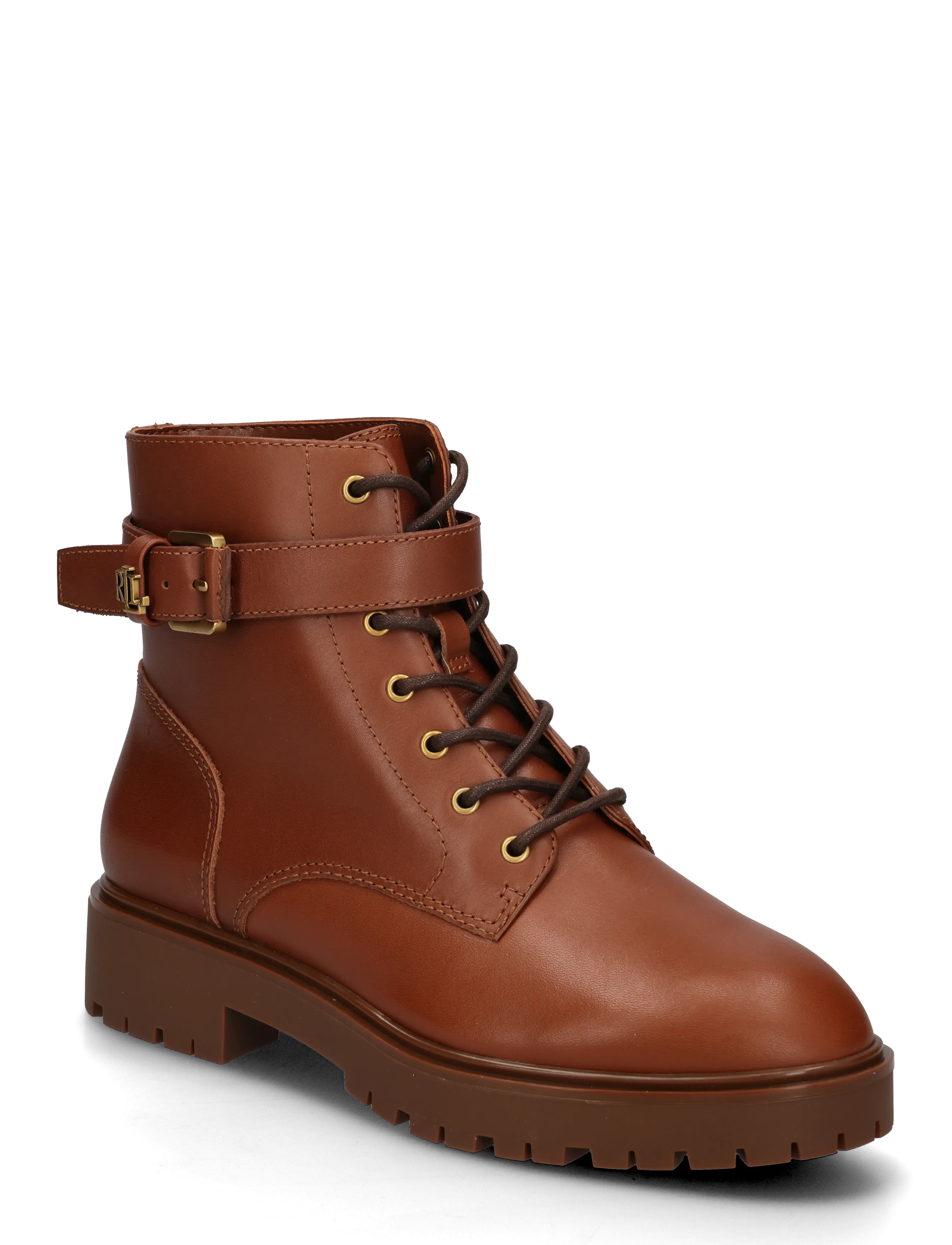 Lauren Ralph Lauren Allyson Calfskin Logo-Keeper Bootie - Lauren Ralph Lauren - LAUREN TAN / brown