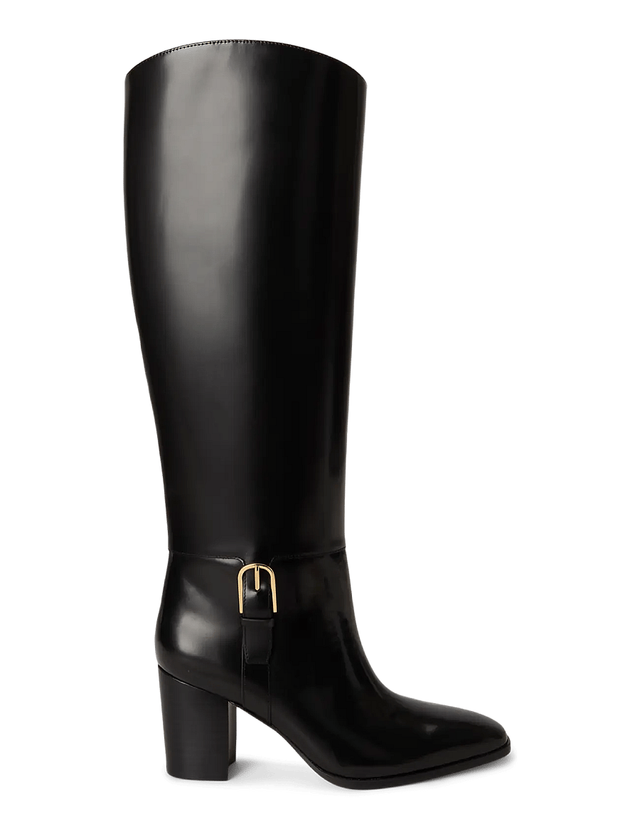 Lauren Ralph Lauren - GLAZED CALF-RLYN BK T HL-BO-TAL - knähöga stövlar - black - 0