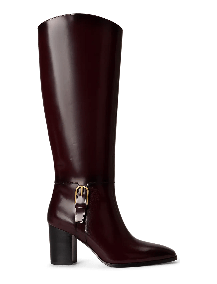 Lauren Ralph Lauren - GLAZED CALF-RLYN BK T HL-BO-TAL - knähöga stövlar - dark garnet - 0