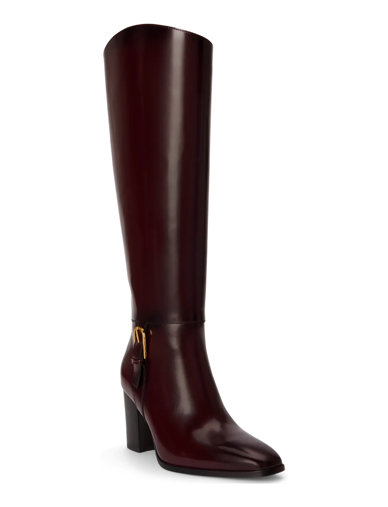 Lauren Ralph Lauren - GLAZED CALF-RLYN BK T HL-BO-TAL - knähöga stövlar - dark garnet - 2