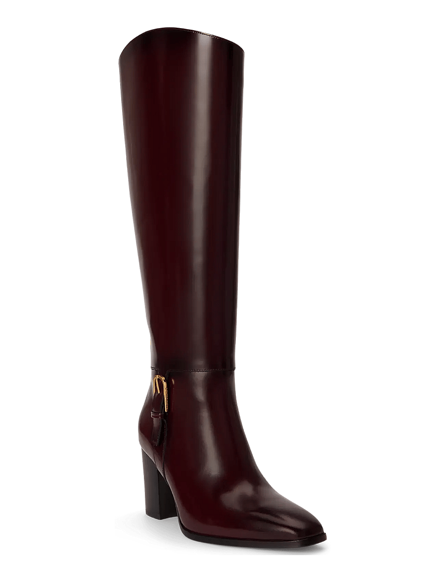 Lauren Ralph Lauren - GLAZED CALF-RLYN BK T HL-BO-TAL - knähöga stövlar - dark garnet - 2