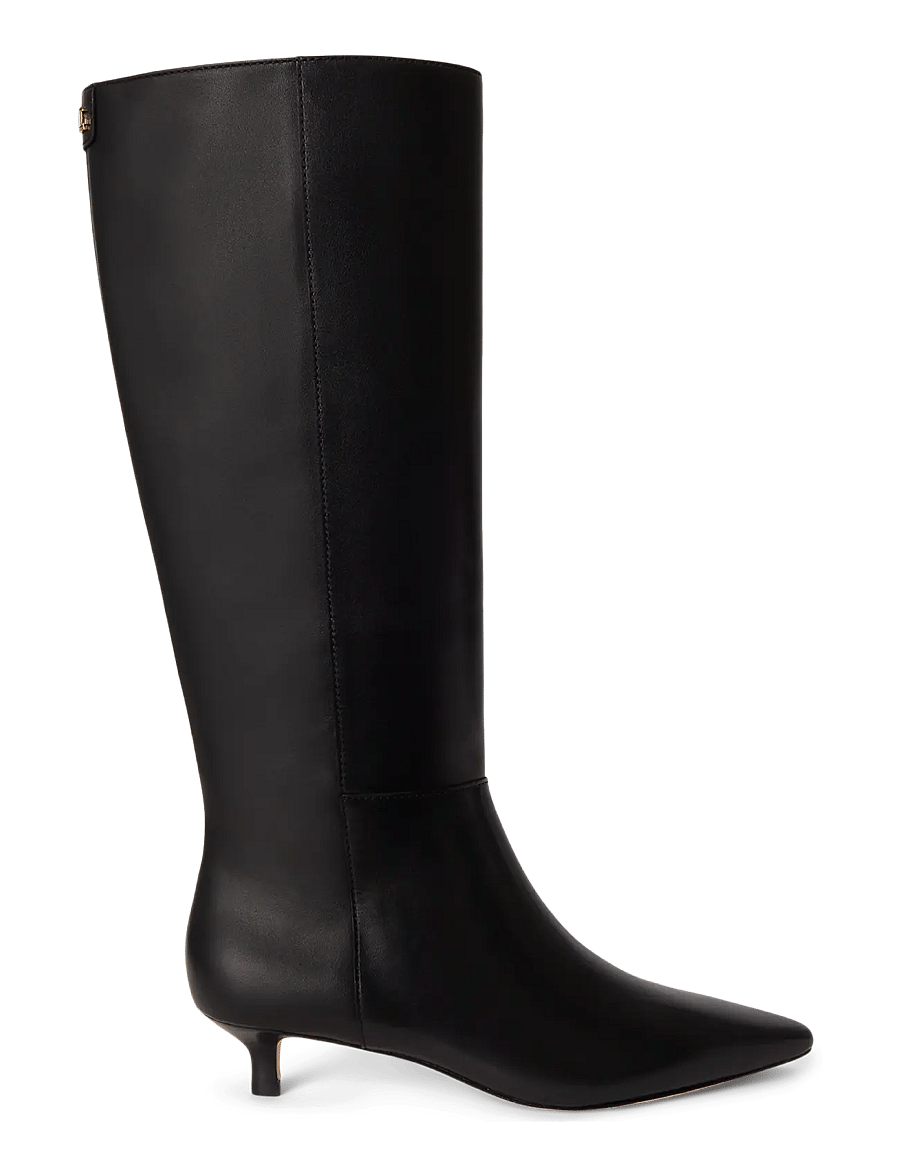 Lauren Ralph Lauren - Francesca Calfskin Tall Boot Heel - black - 0
