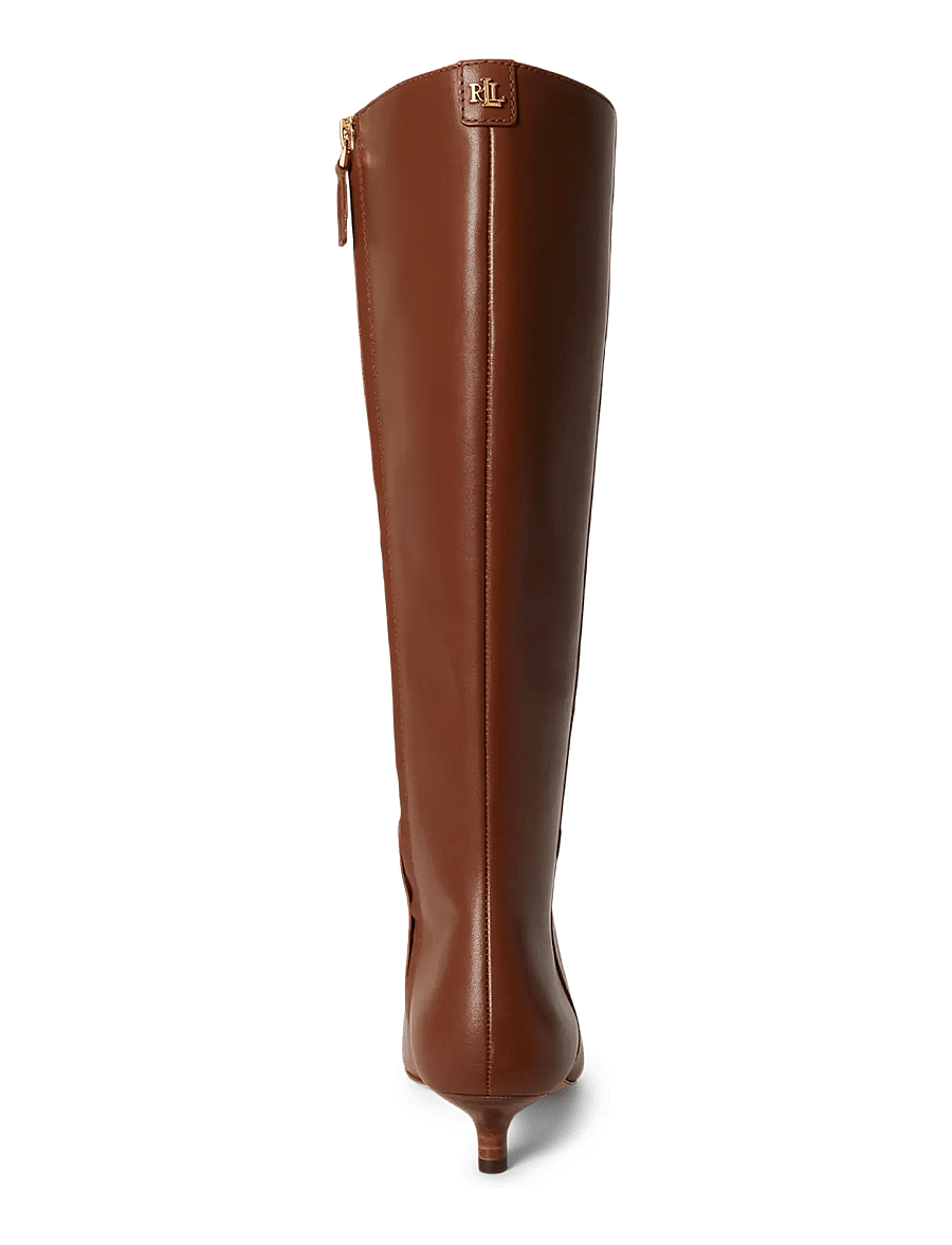 Lauren Ralph Lauren - Francesca Calfskin Tall Boot Heel - lauren tan - 1
