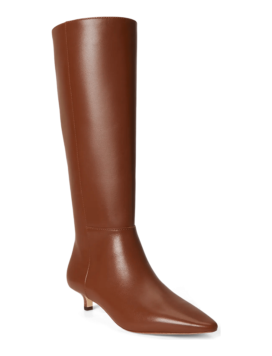 Lauren Ralph Lauren - Francesca Calfskin Tall Boot Heel - lauren tan - 2