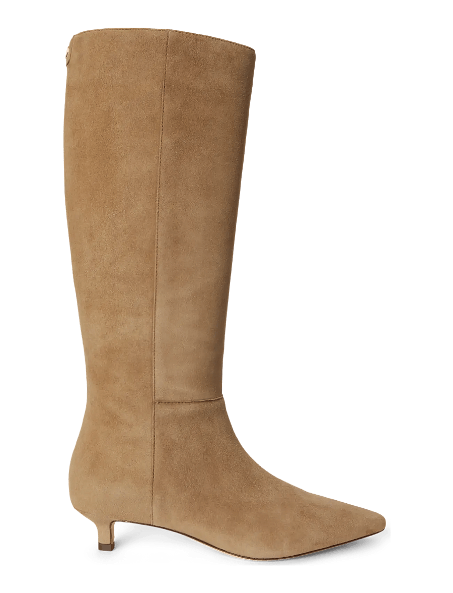 Lauren Ralph Lauren - Francesca Sheep-Suede Tall Boot Heel - langskaftede støvler - camel - 0