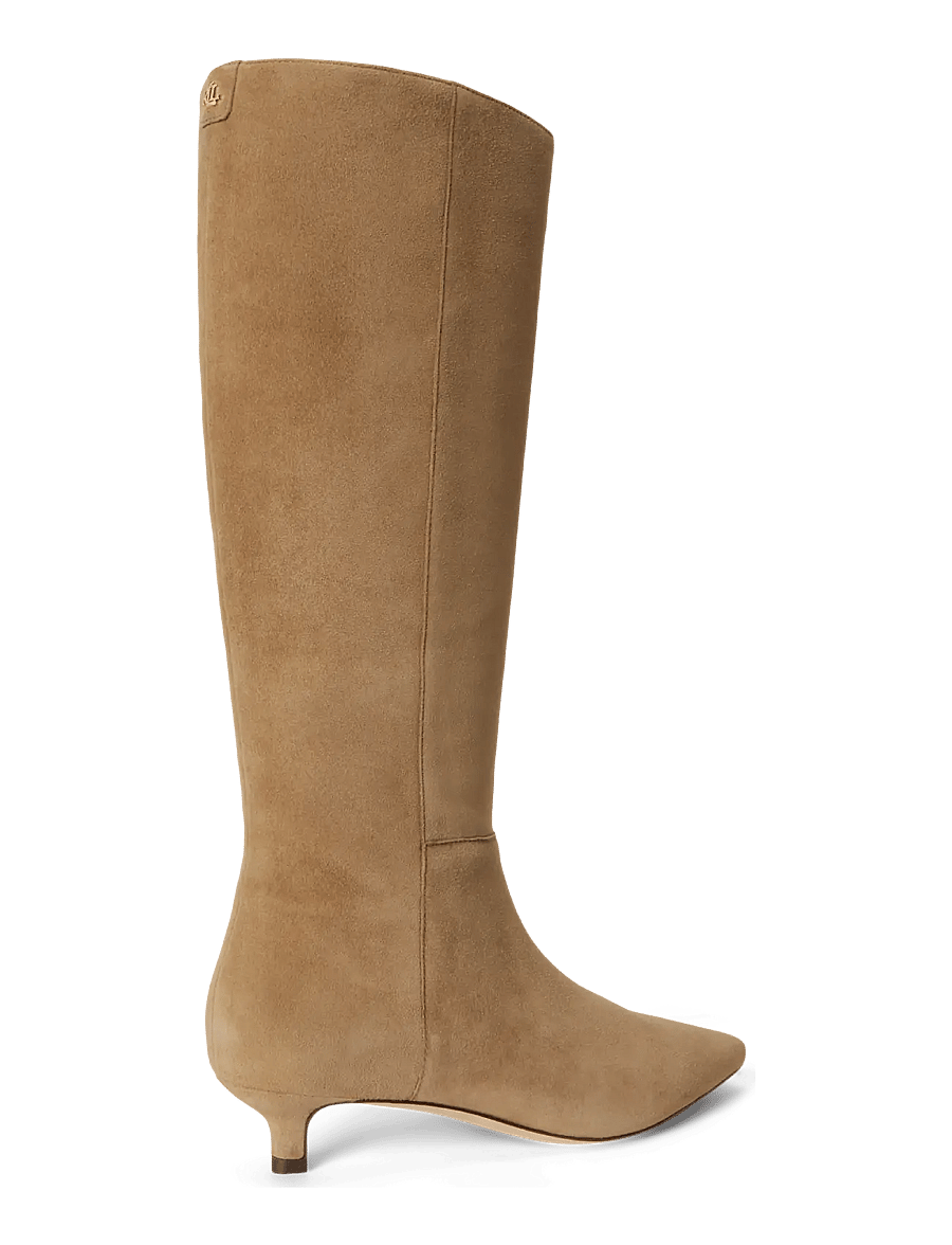 Lauren Ralph Lauren - Francesca Sheep-Suede Tall Boot Heel - langskaftede støvler - camel - 1