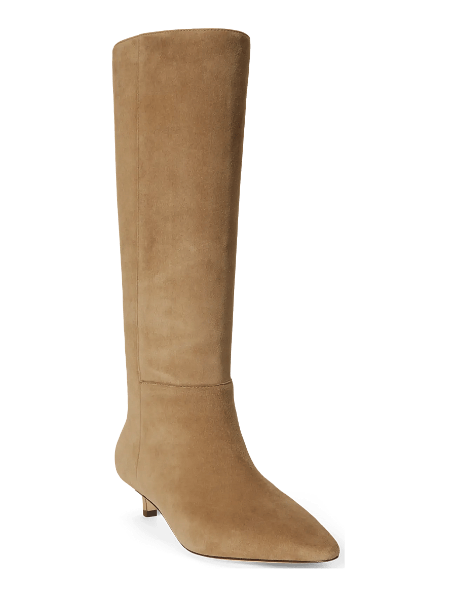 Lauren Ralph Lauren - Francesca Sheep-Suede Tall Boot Heel - langskaftede støvler - camel - 2