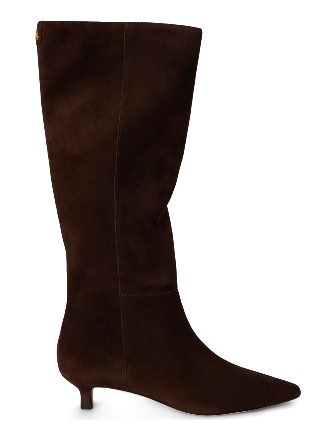 Lauren Ralph Francesca Sheep-Suede Tall Boot Heel, 39, Boots, Braun - Knee High Frauen