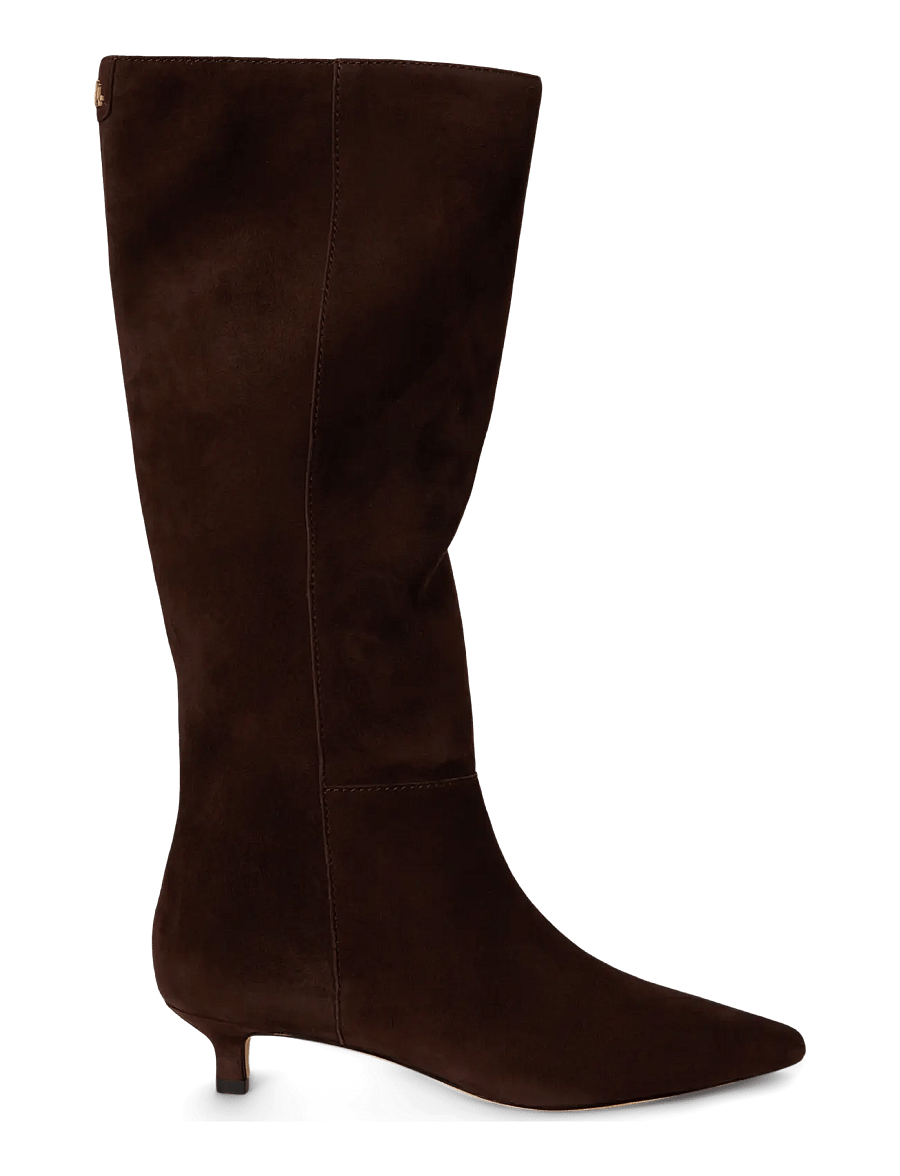 Lauren Ralph Lauren - Francesca Sheep-Suede Tall Boot Heel - põlveni saapad - chestnut brown - 0