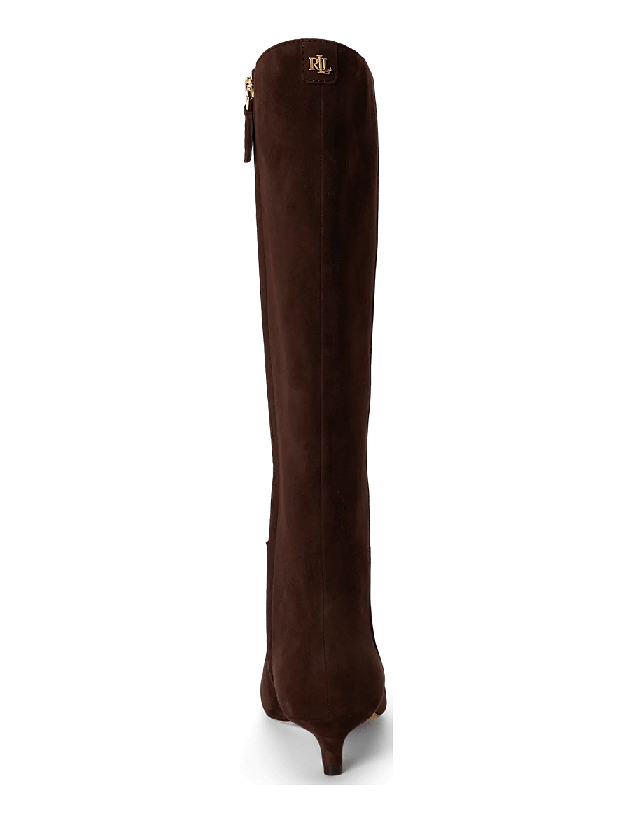 Lauren Ralph Lauren - Francesca Sheep-Suede Tall Boot Heel - põlveni saapad - chestnut brown - 1