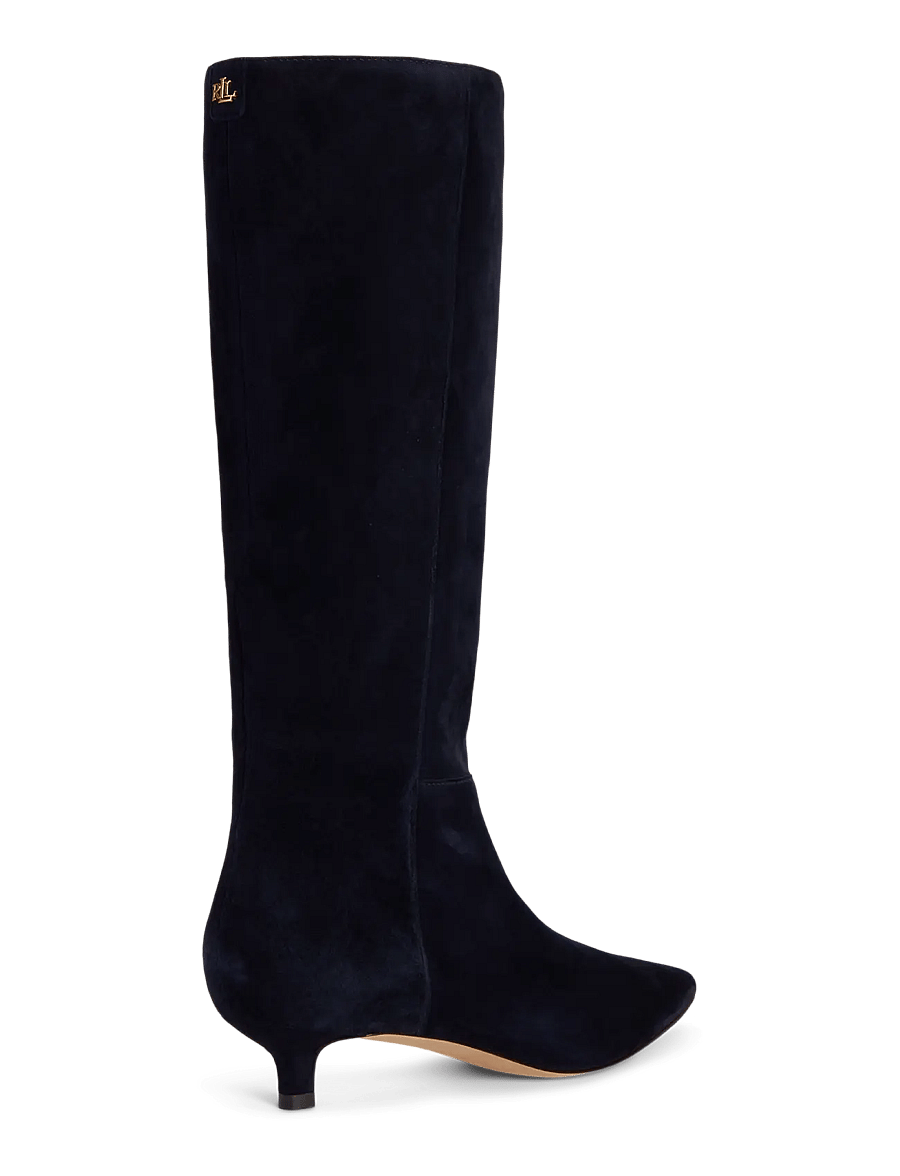 Lauren Ralph Lauren - Francesca Sheep-Suede Tall Boot Heel - kniehohe stiefel - lauren navy - 1