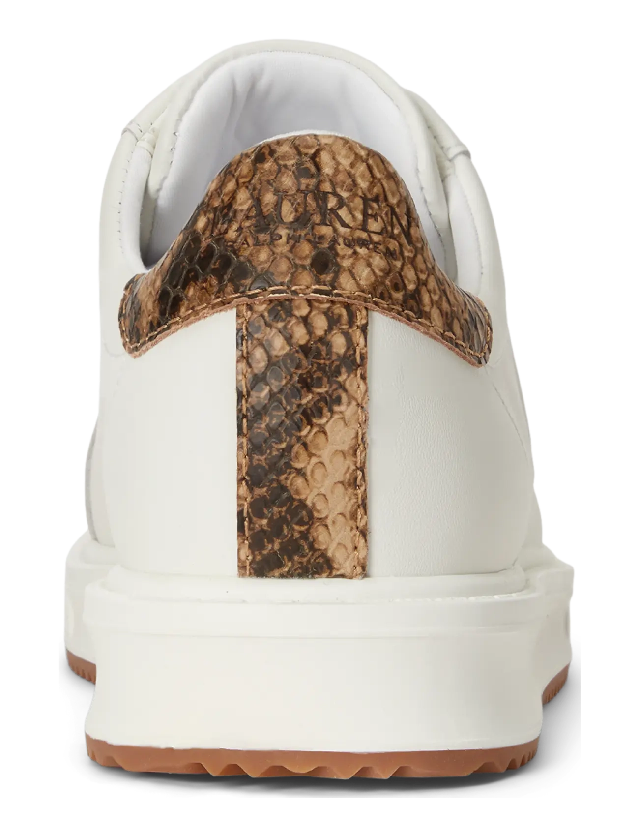 Lauren Ralph Lauren - Ainsley Python-Embossed-Trim Sneaker - snow white/tan mu - 1