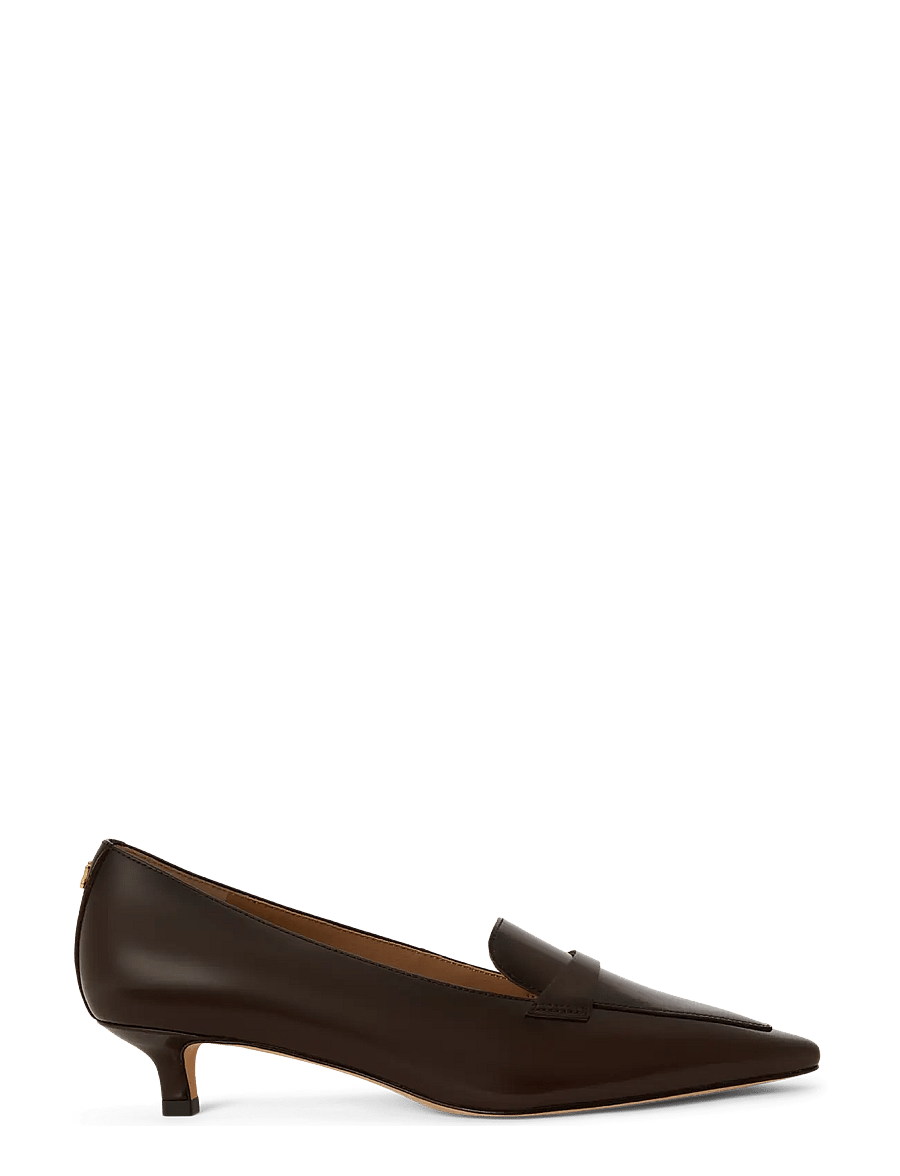 Lauren Ralph Lauren - Francesca Glazed Leather Loafer Pump - pumps - chesnut brown - 0