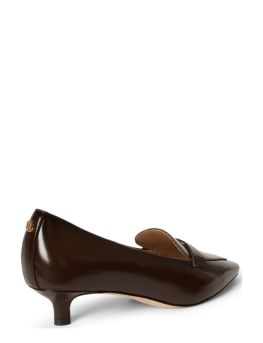 Lauren Ralph Lauren - Francesca Glazed Leather Loafer Pump - pumps - chesnut brown - 1