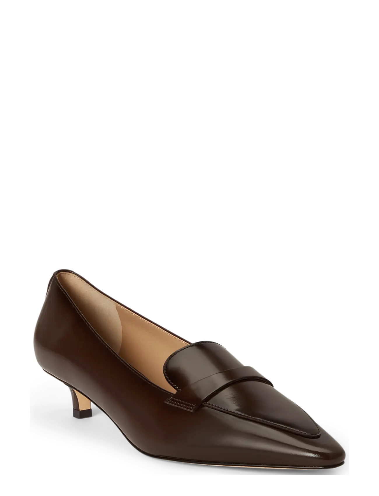 Lauren Ralph Lauren - Francesca Glazed Leather Loafer Pump - pumps - chesnut brown - 2