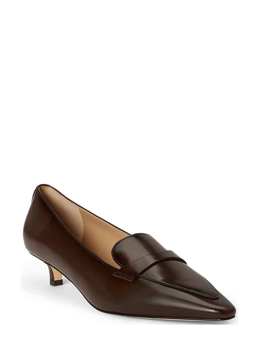 Lauren Ralph Lauren - Francesca Glazed Leather Loafer Pump - pumps - chesnut brown - 2