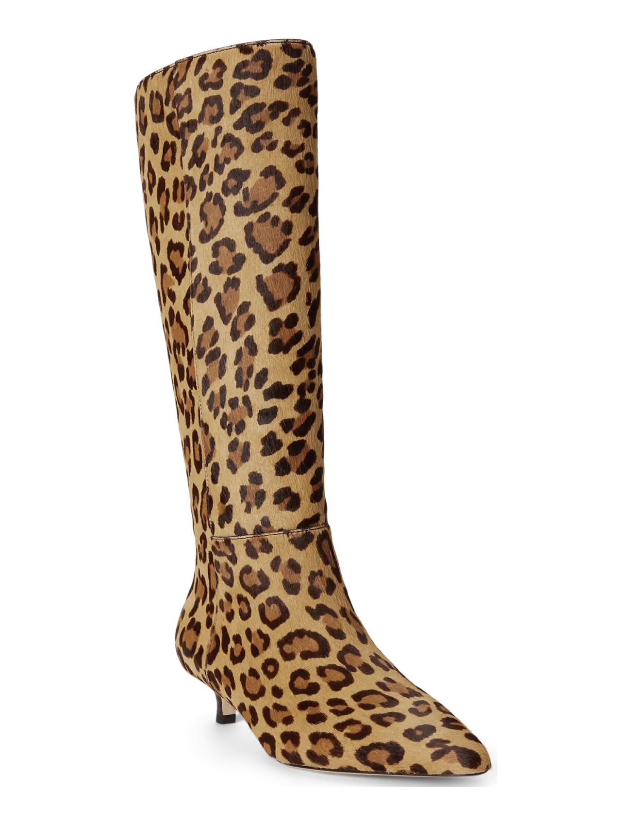 Lauren Ralph Lauren - Francesca Print Haircalf Tall Boot Heel - knee high boots - modern leopard - 2