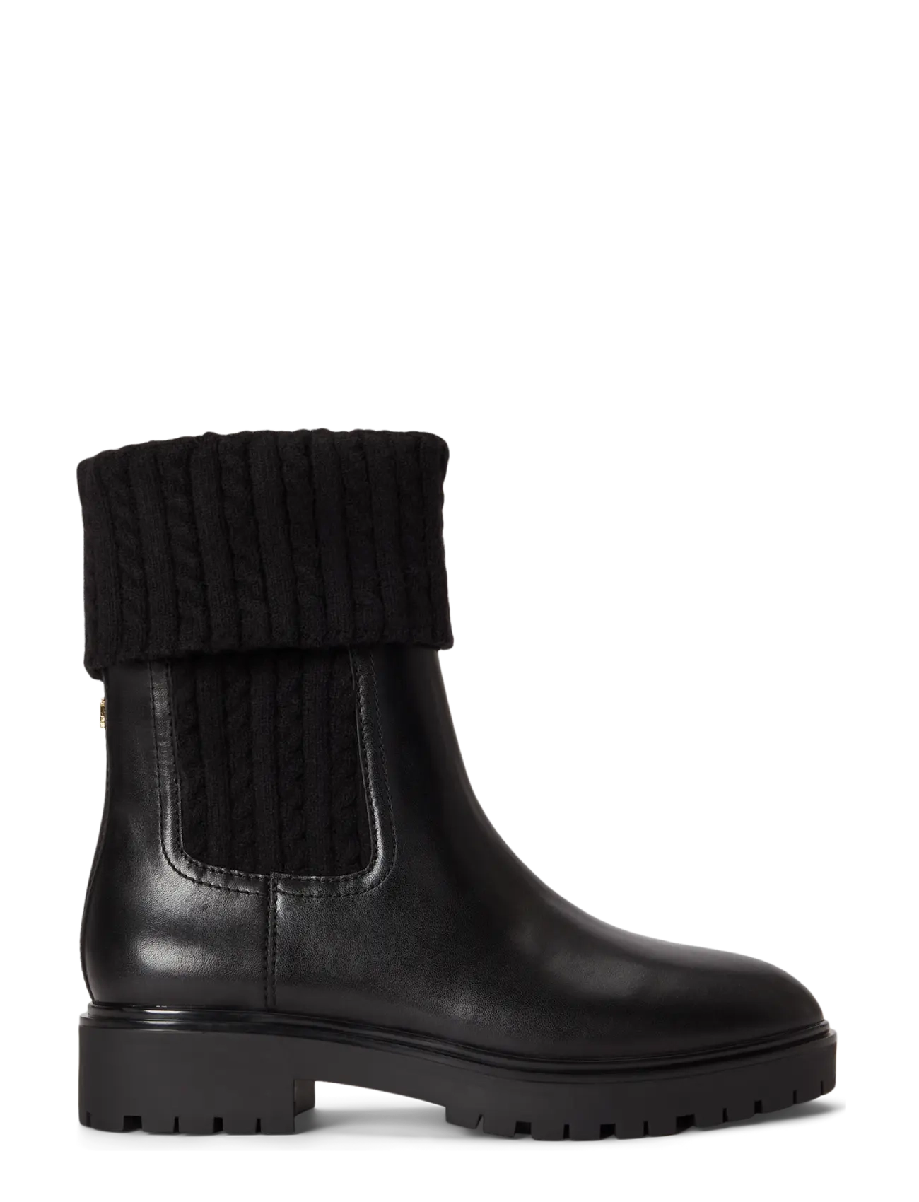 Lauren Ralph Lauren Allyson Cable-Knit & Calfskin Bootie - Autumn/Winter 2026 - BLACK/BLACK / black