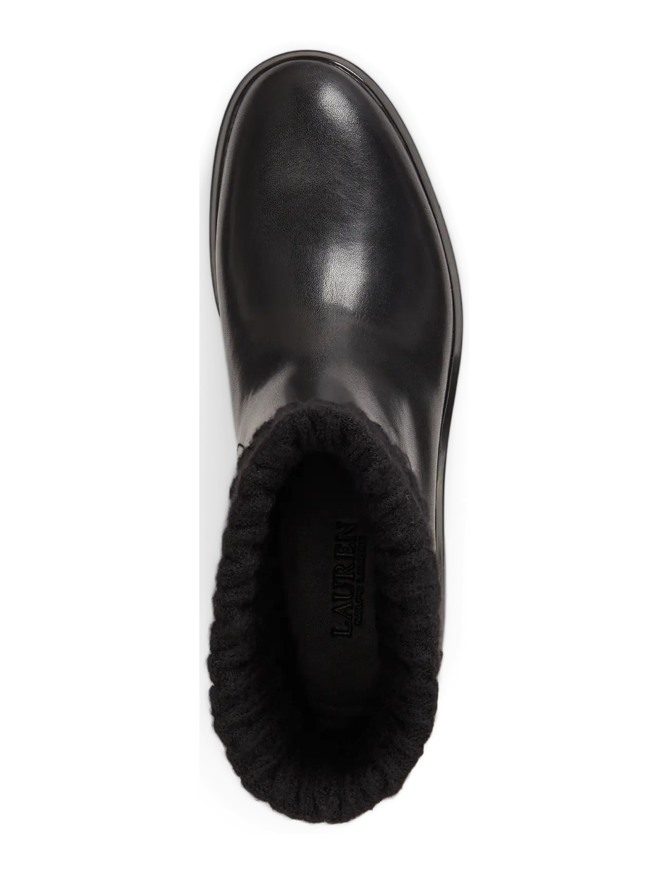 Lauren Ralph Lauren - Allyson Cable-Knit & Calfskin Bootie - chelsea boots - black/black - 2