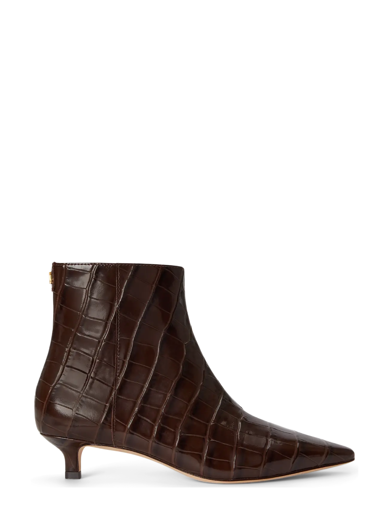 Lauren Ralph Lauren Francesca Croc-Embossed Leather Bootie - Autumn/Winter 2026 - CHESTNUT BROWN / brown