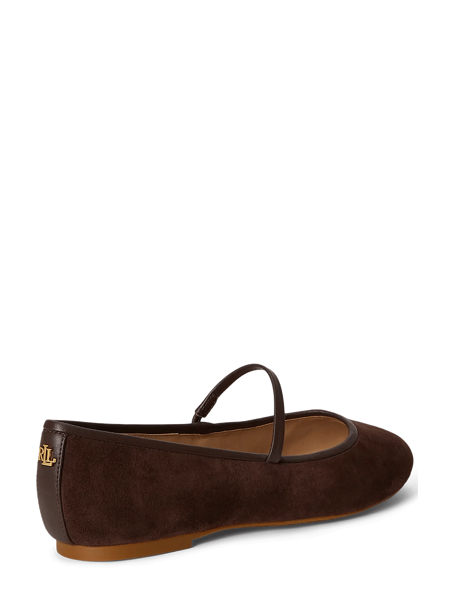 Lauren Ralph Lauren - Jayna Nappa-Trim Suede Mary Jane Flat - erilised sündmused - chestnut brown/ch - 1