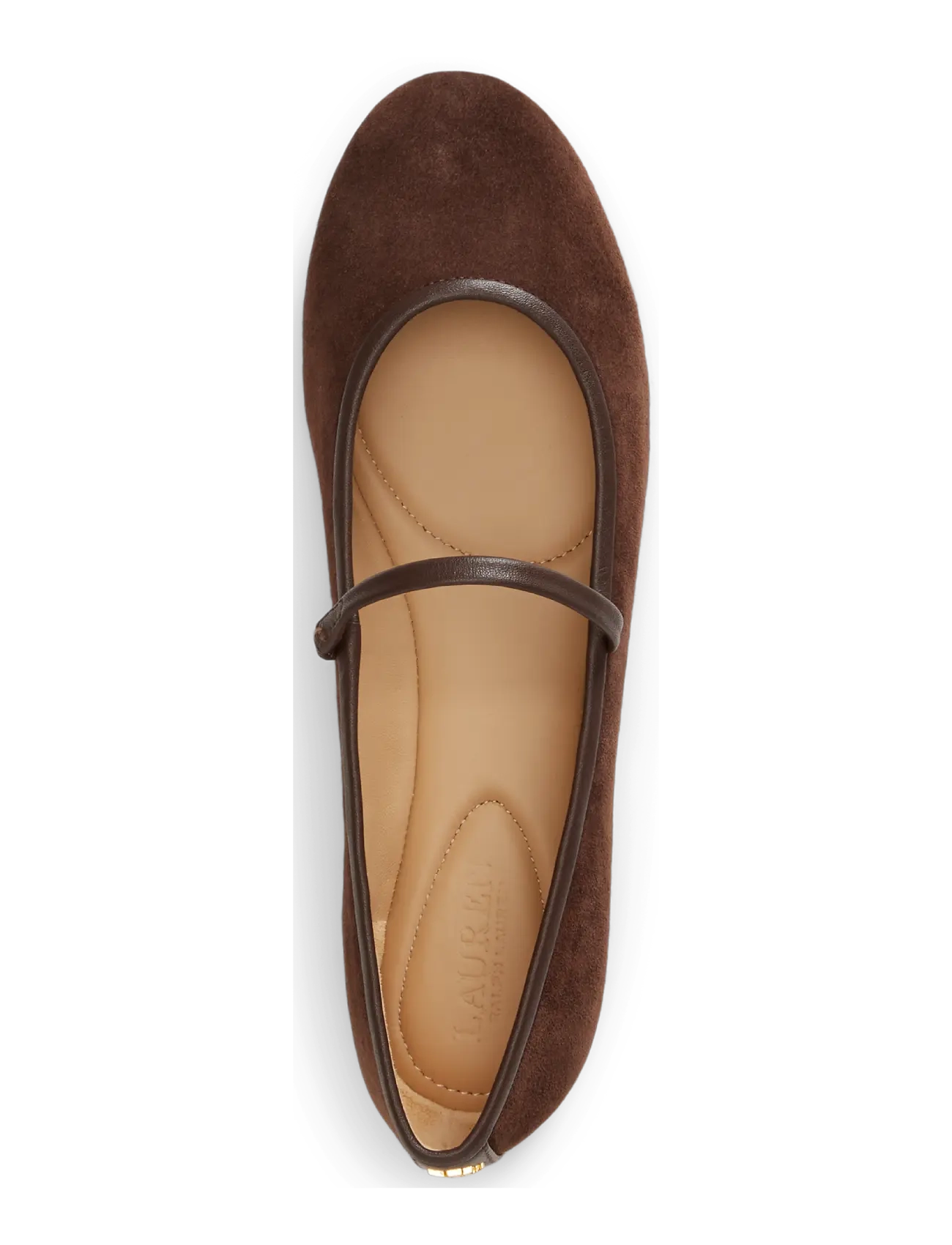 Lauren Ralph Lauren - Jayna Nappa-Trim Suede Mary Jane Flat - speciella tillfällen - chestnut brown/ch - 2