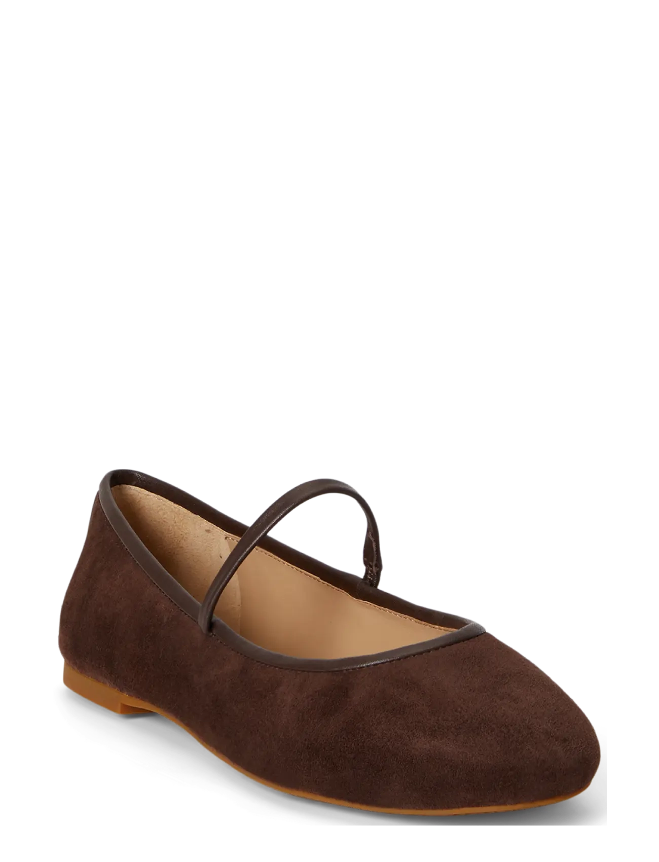 Lauren Ralph Lauren - Jayna Nappa-Trim Suede Mary Jane Flat - speciella tillfällen - chestnut brown/ch - 3