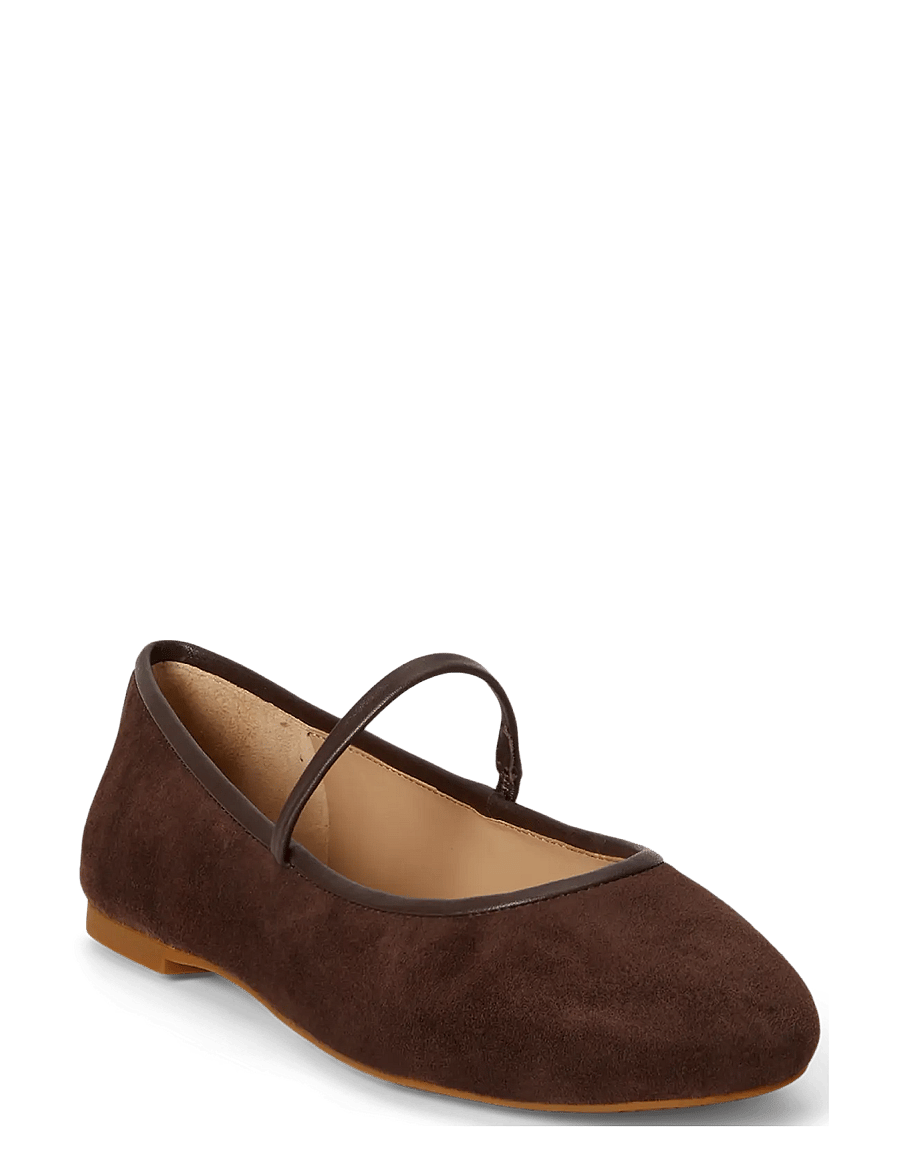 Lauren Ralph Lauren - Jayna Nappa-Trim Suede Mary Jane Flat - erilised sündmused - chestnut brown/ch - 3