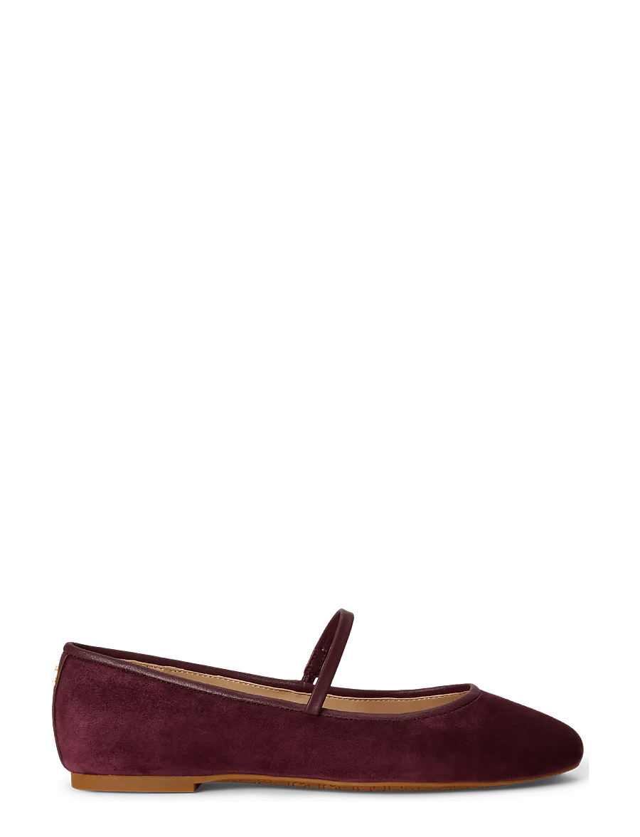 Lauren Ralph Lauren - Jayna Nappa-Trim Suede Mary Jane Flat - særlige begivenheder - dark garnet/dark - 0