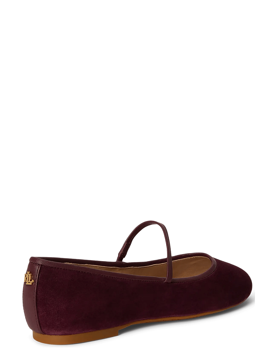 Lauren Ralph Lauren - Jayna Nappa-Trim Suede Mary Jane Flat - særlige begivenheder - dark garnet/dark - 1