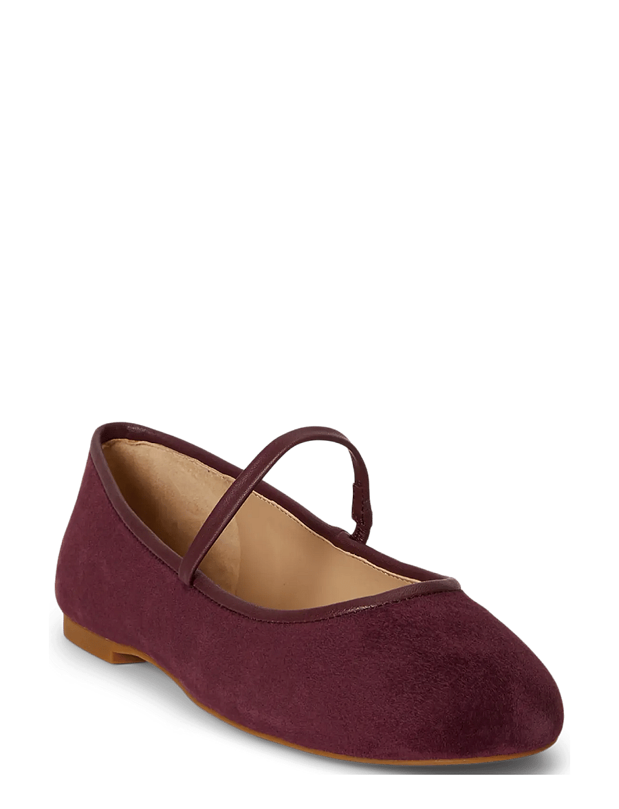 Lauren Ralph Lauren - Jayna Nappa-Trim Suede Mary Jane Flat - særlige begivenheder - dark garnet/dark - 2